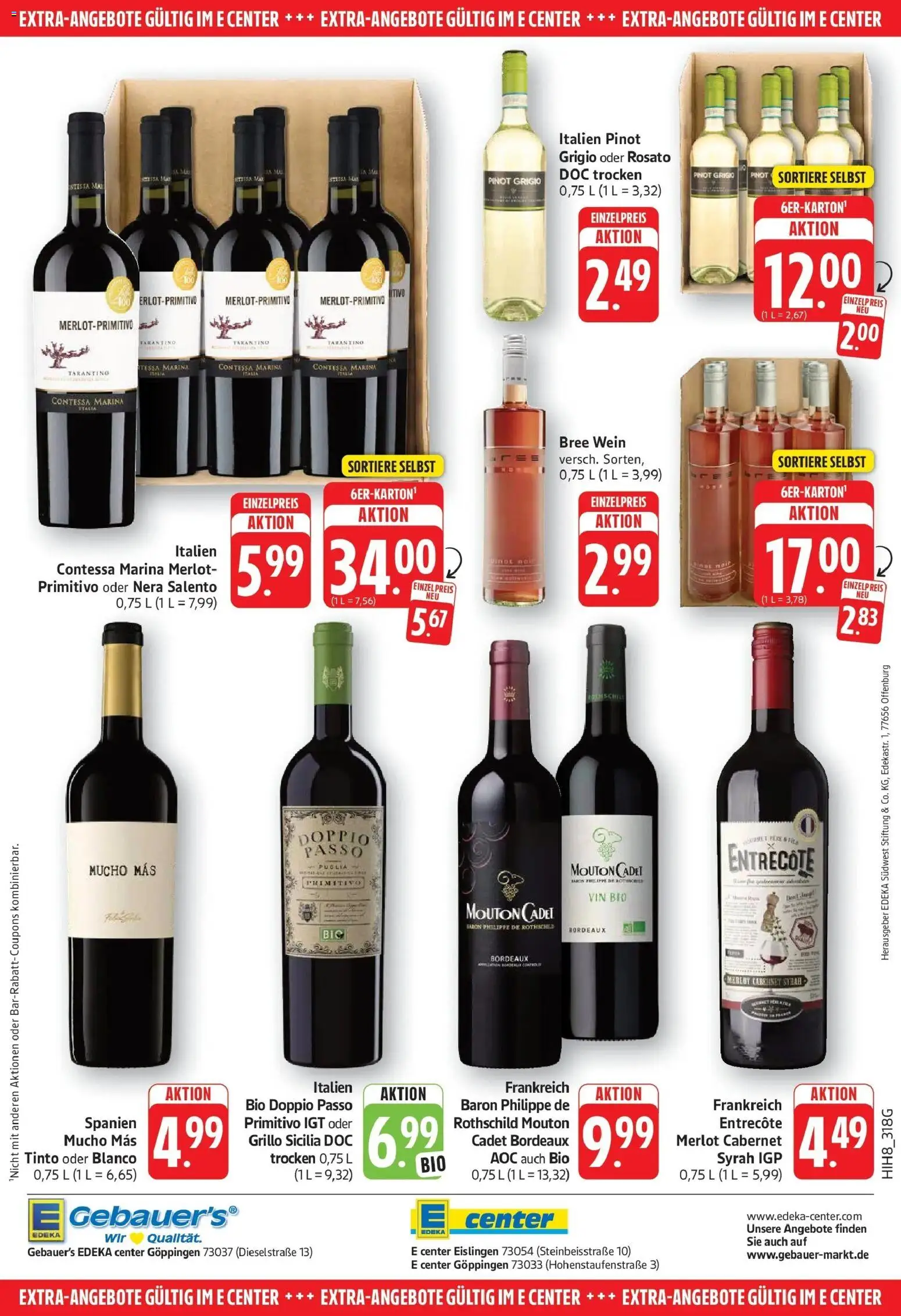 Edeka Prospekt Göppingen (ab 07.09.2026) » Angebote Online | Seite: 28 | Produkte: Merlot, Bree, Doppio Passo, Wein