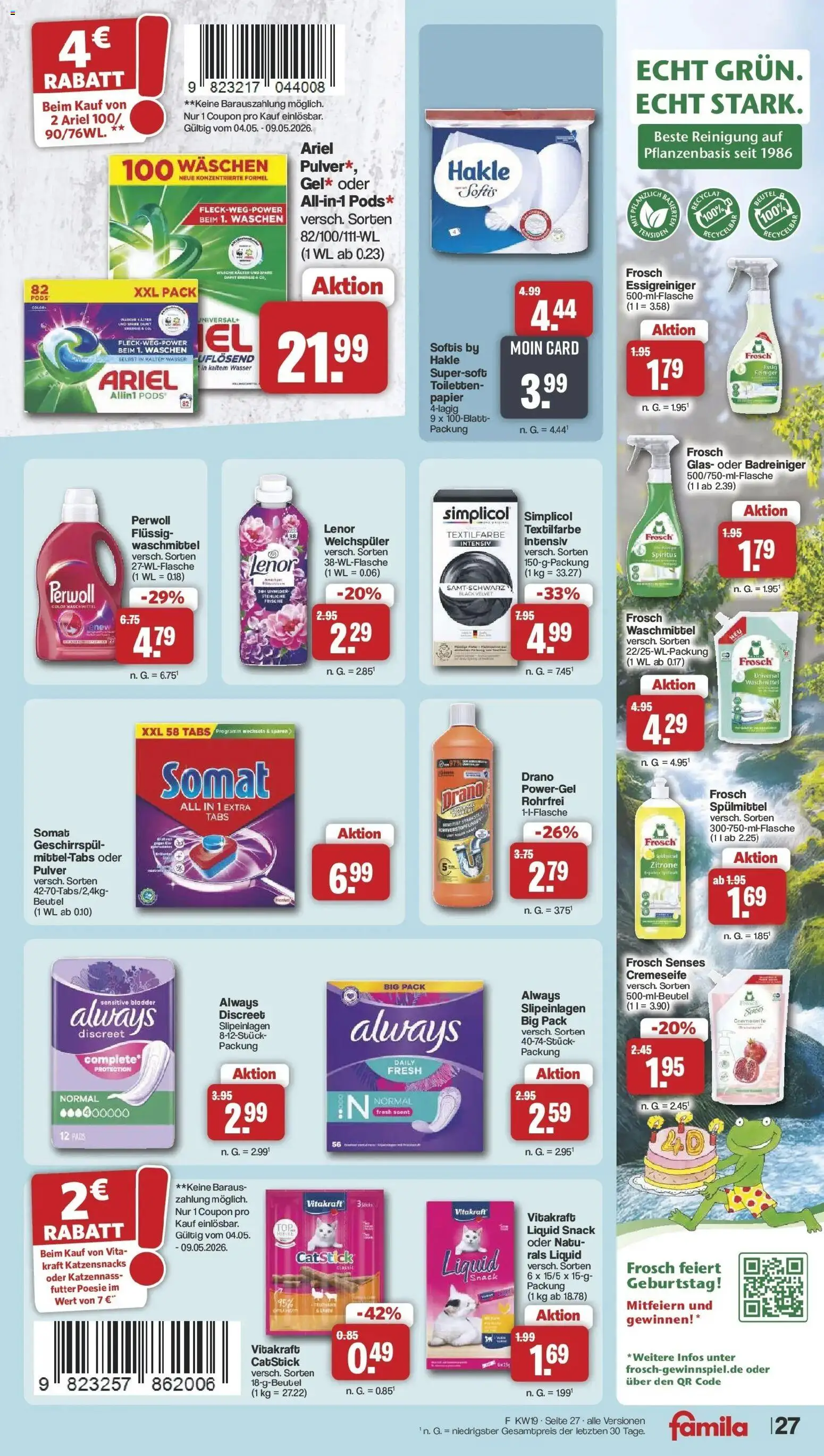 Famila Nordwest - Famila: Wochenangebote – gültig ab 03.05.2026 | Seite: 27 | Produkte: Ariel, Essig, Perwoll, Weichspüler