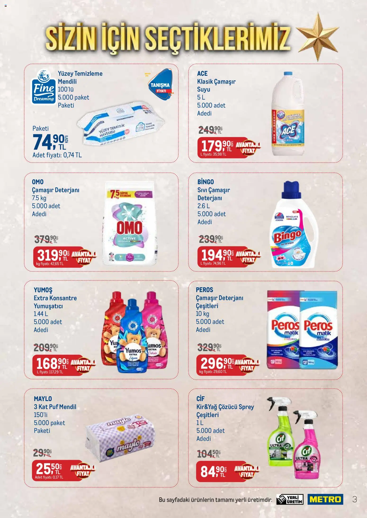 Metro - Temizlik | Kişisel bakım - 01.03.2026 tarihinden itibaren geçerlidir | Sayfa: 3 | Ürünler: Mendil, Çamaşır deterjanı, Yumuşatıcı
