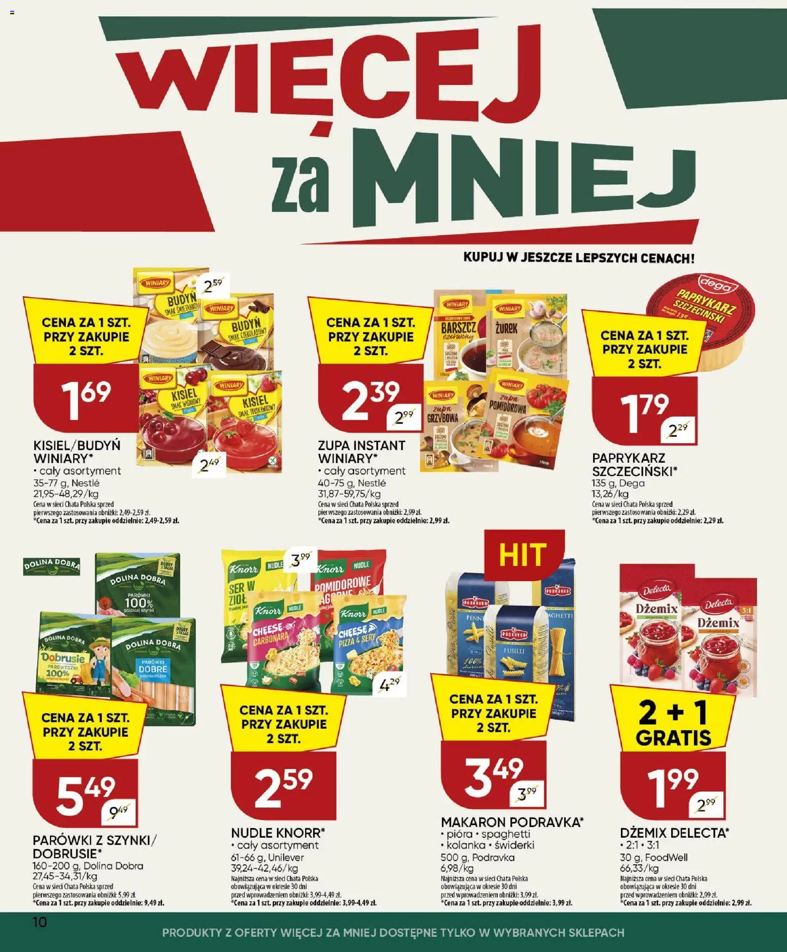 Chata Polska gazetka od 10.09.2026 | Strona: 10 | Produkty: Spaghetti, Kisiel, Zupa grzybowa, Makaron