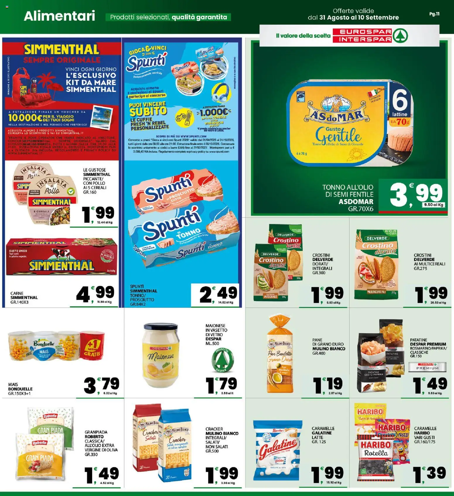 Volantino Eurospar del 31/08/2026 | Pagina: 11 | Prodotti: Maionese, Cracker, Crostini, Carne