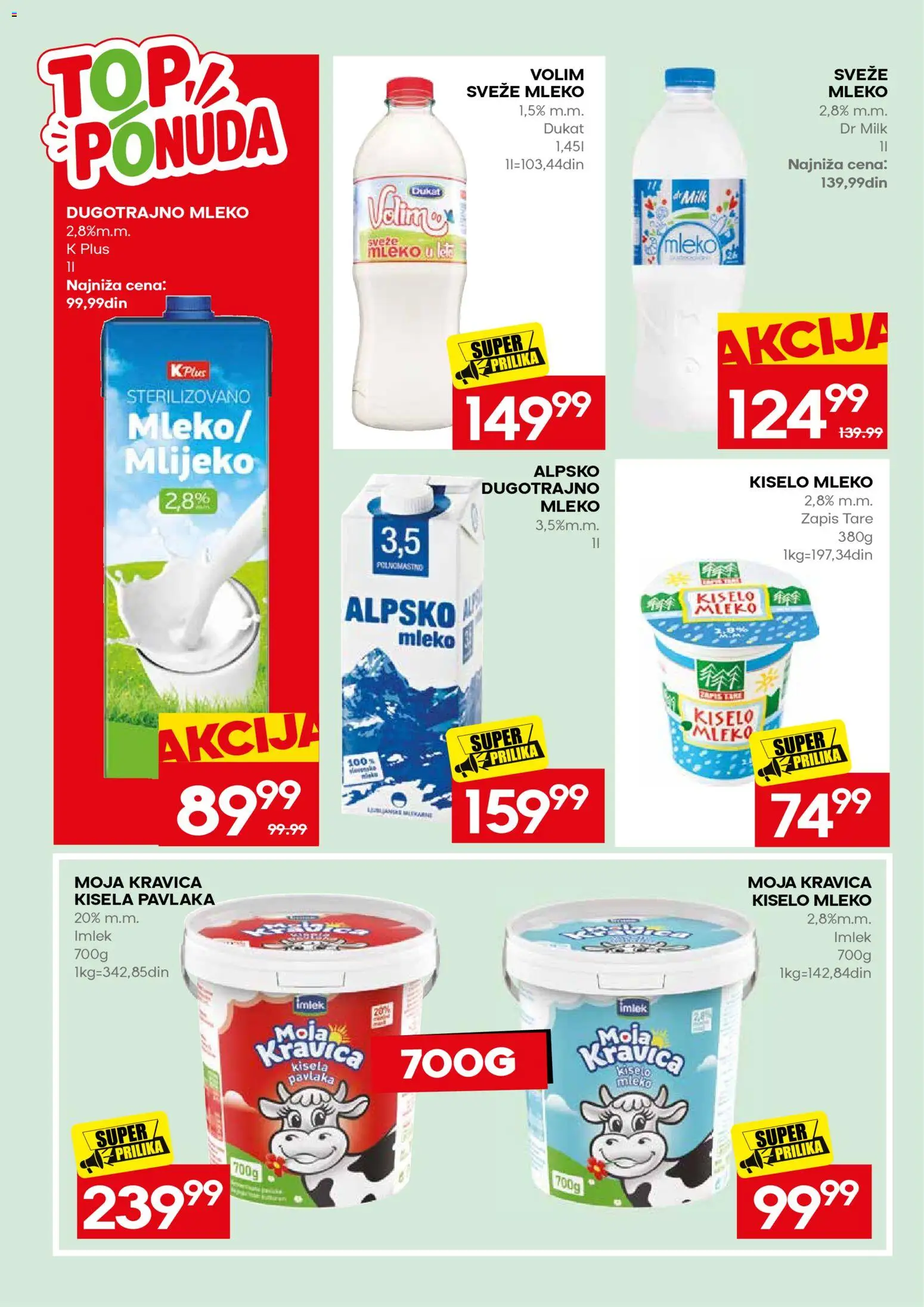 Mercator katalog - važi od 31.08.2026 | Strana: 18 | Proizvode: Kisela pavlaka, Kiselo mleko, Dugotrajno mleko, Mleko