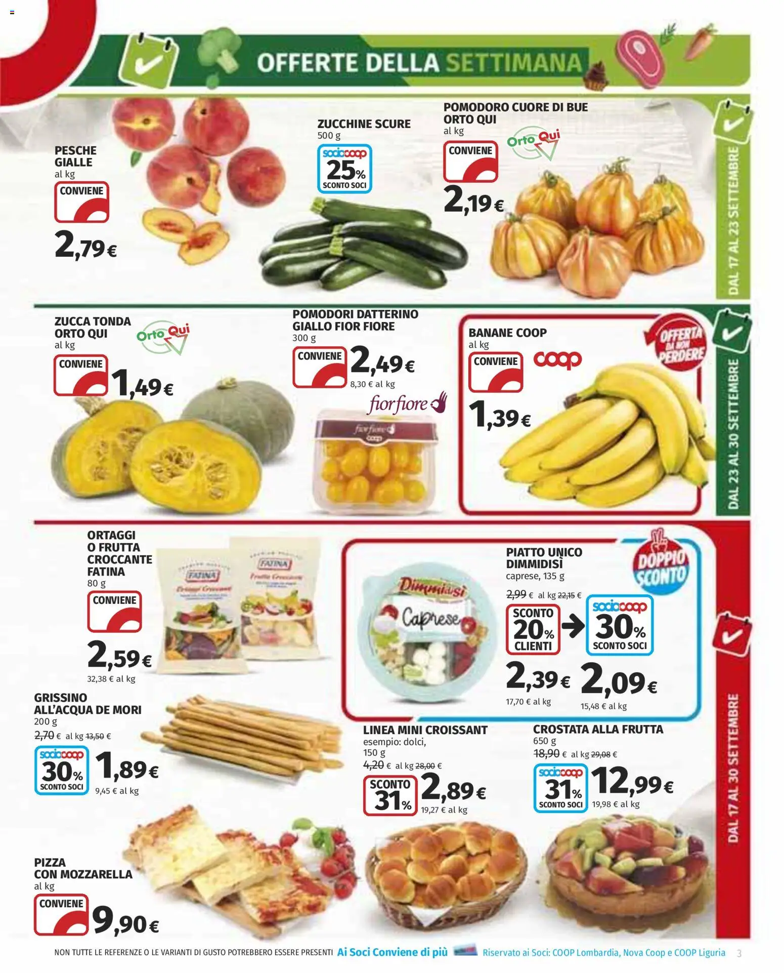 Volantino COOP del 17/09/2026 | Pagina: 3 | Prodotti: Frutta, Pomodori, Zucca, Croissant