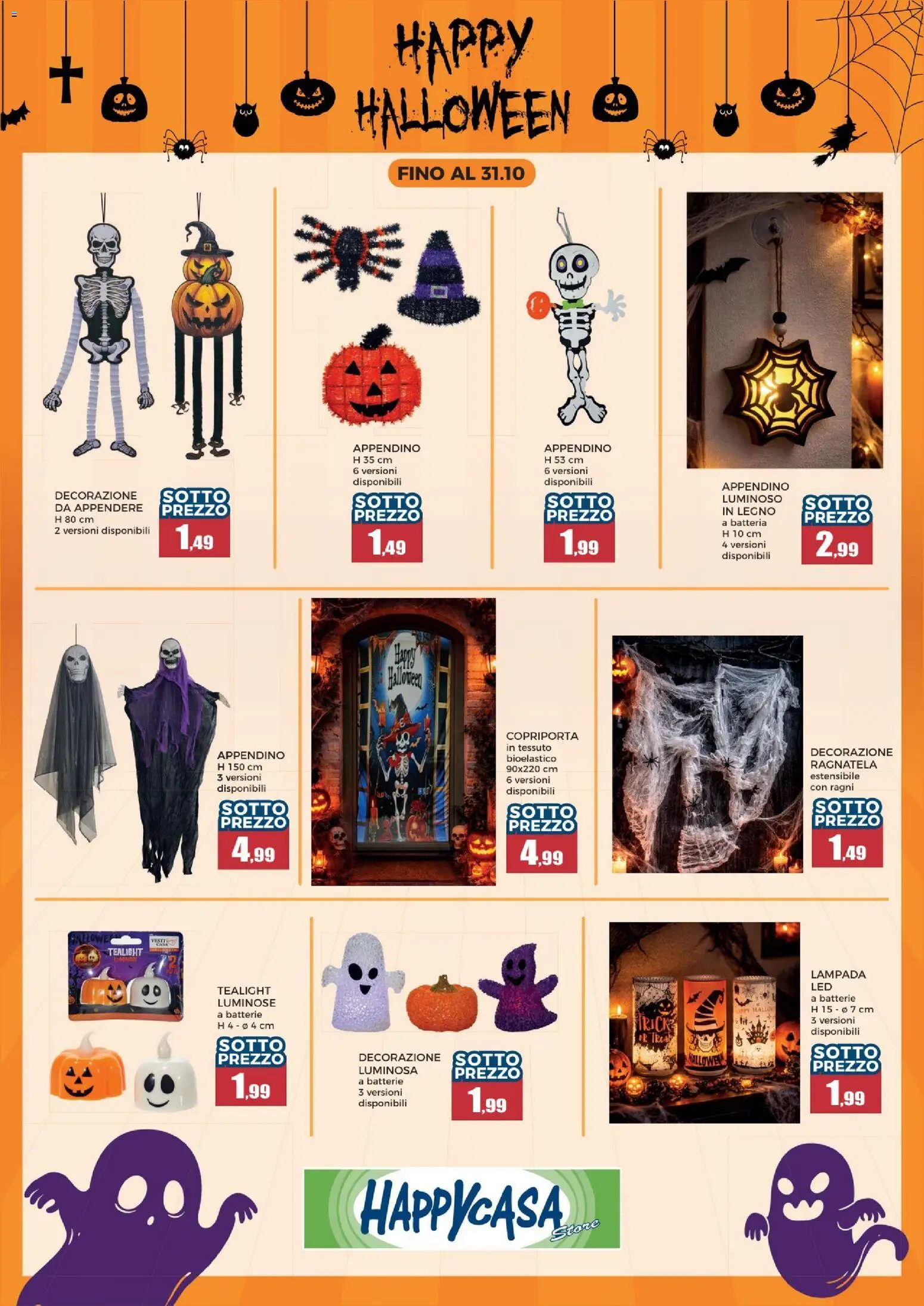 Volantino Happy Casa del 27/10/2026 | Pagina: 1 | Prodotti: Batteria, Lampada, Appendino, Decorazione