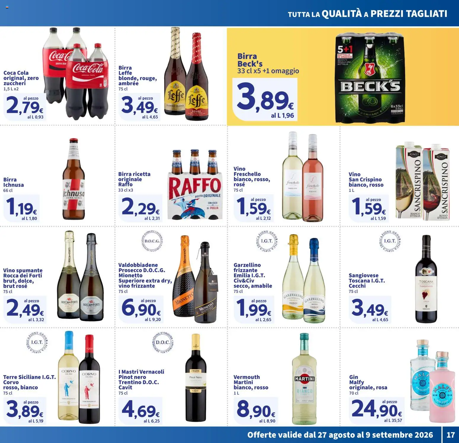 Volantino SIGMA del 27/08/2026 | Pagina: 17 | Prodotti: Vino, Martini, Mionetto, Coca Cola