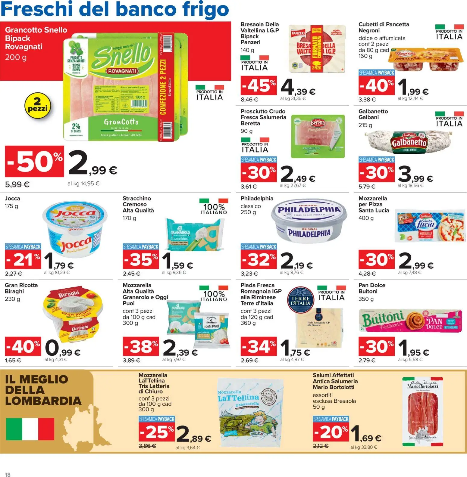 Volantino Carrefour del 19.05.2026 | Pagina: 18 | Prodotti: Pizza, Pancetta, Mozzarella, Ricotta