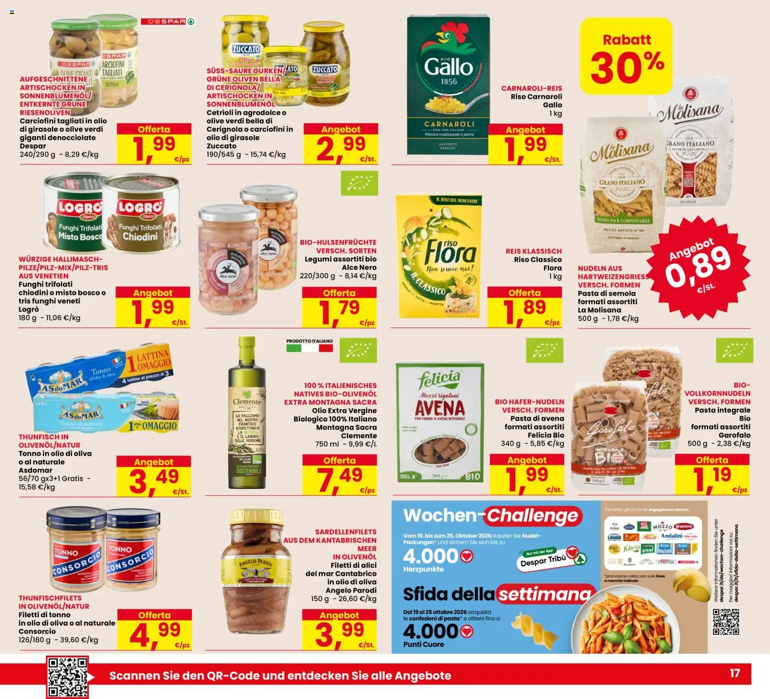 Volantino Eurospar del 15/10/2026 | Pagina: 17 | Prodotti: Riso, Cetrioli, Alici, Olio di Oliva