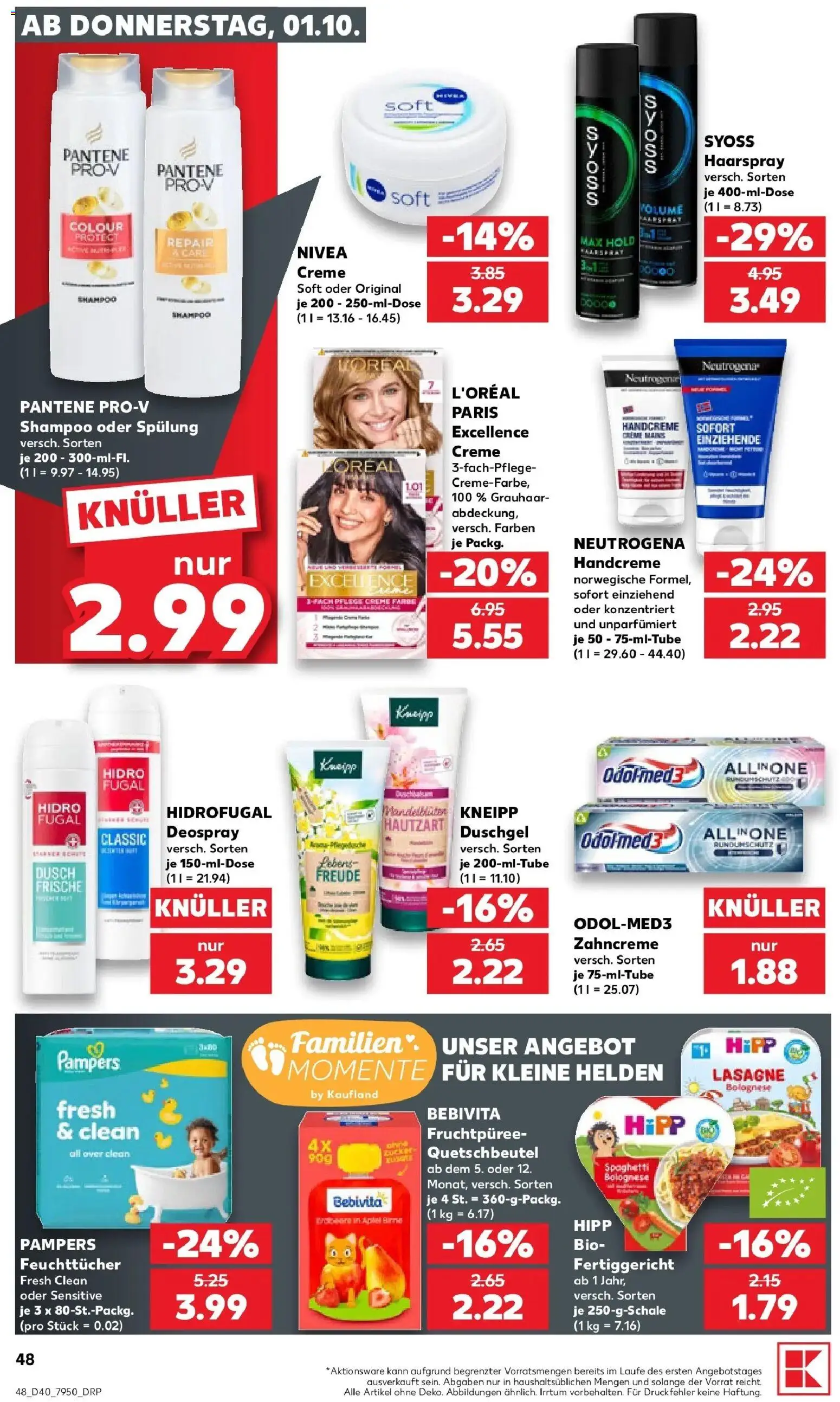 Prospekt Kaufland ab 28.09.2026 » Angebote Online zum Blättern | Seite: 58 | Produkte: Spaghetti, Creme, Duschgel, Deospray