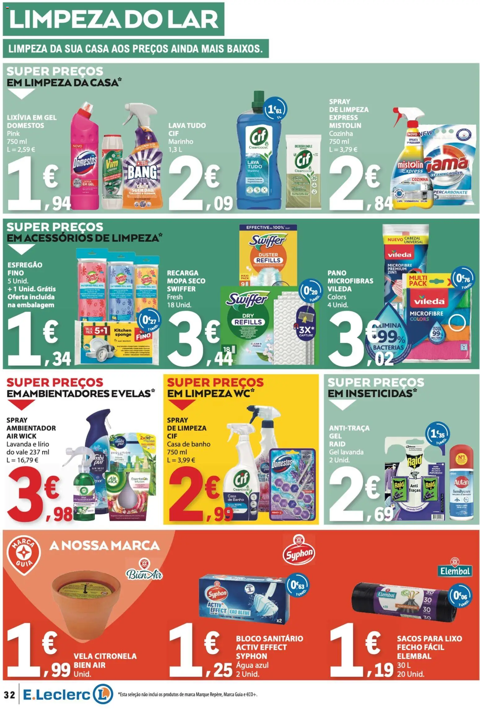 E.Leclerc folheto │ válido de 16/07/2026 | Página: 32 | Produtos: Agua, Casa de banho, Banho, Velas