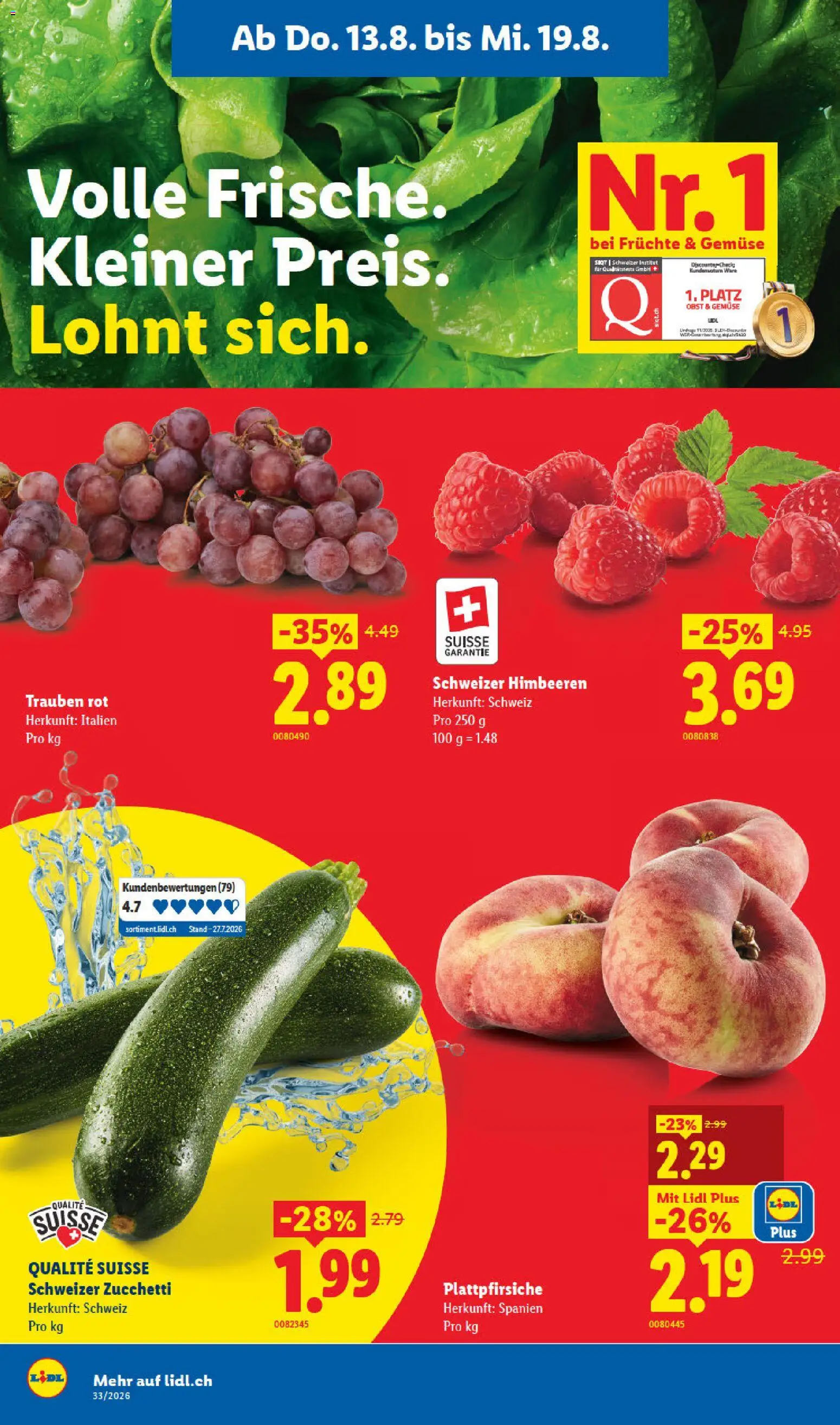 Lidl aktionen – gültig ab 13.08.2026 | Seite: 8 | Produkte: Zucchini, Gemüse, Früchte