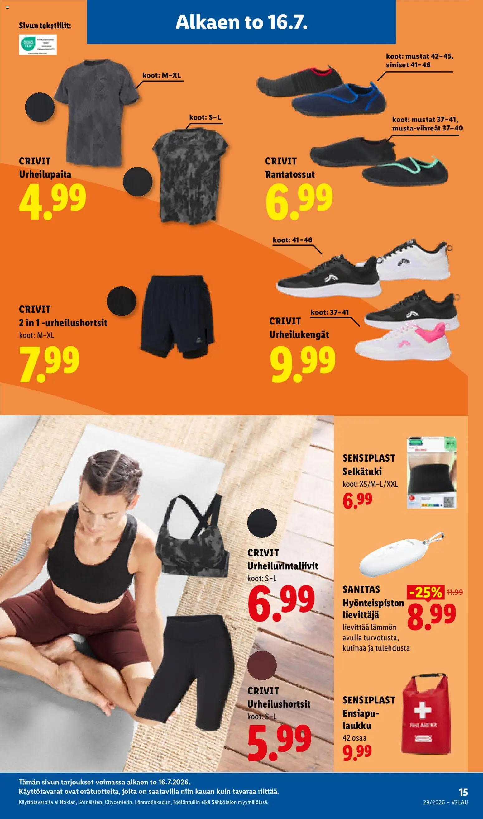 Lidl tarjoukset - Rovaniemi – voimassa 16/07/2026 alkaen | Sivu: 21 | Tuotteet: Laukku, Urheilukengät, Ensiapu