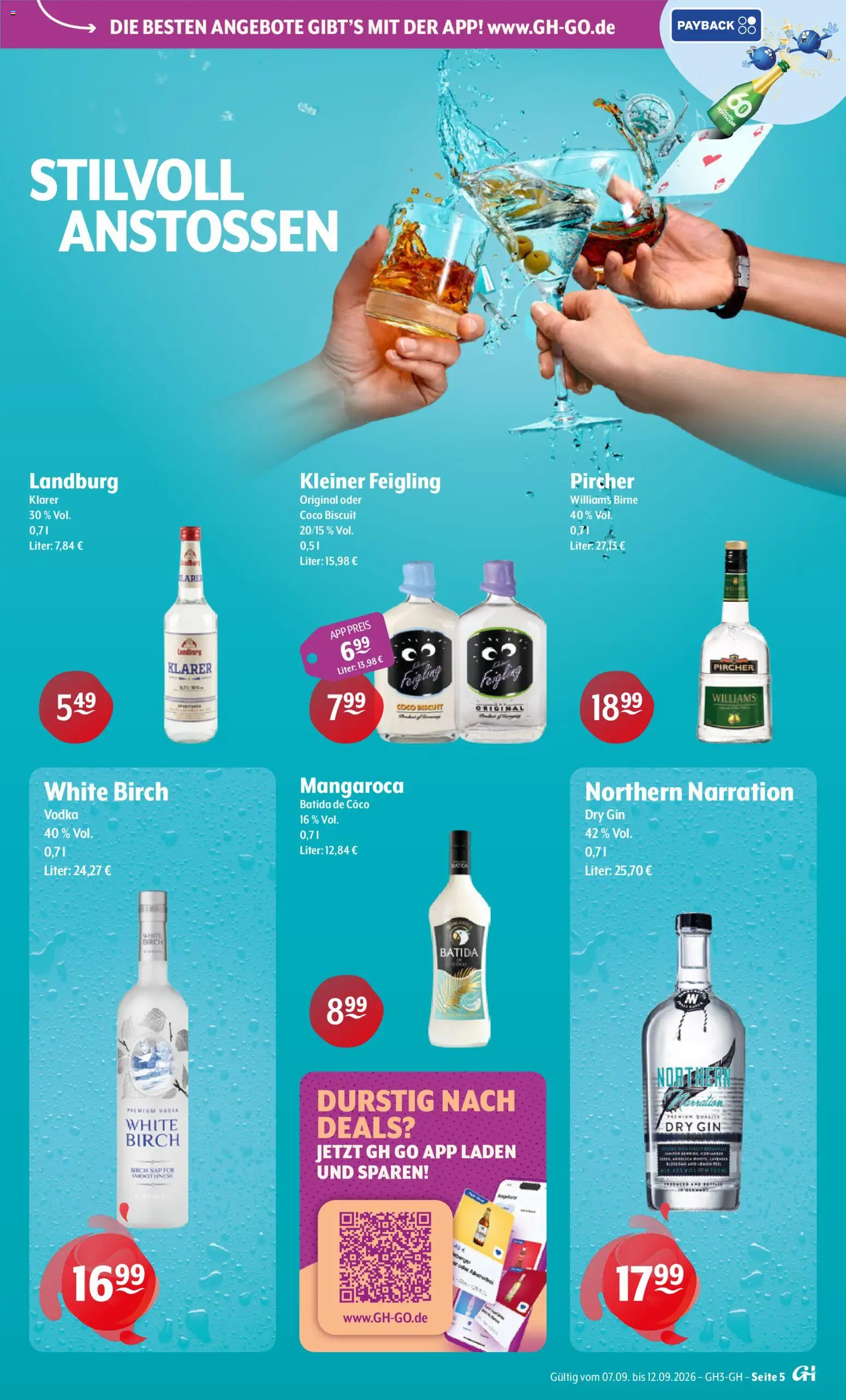 Trink und Spare Prospekt – gültig ab 07.09.2026 | Seite: 5 | Produkte: Kleiner feigling, Batida de coco, Birne, Gin
