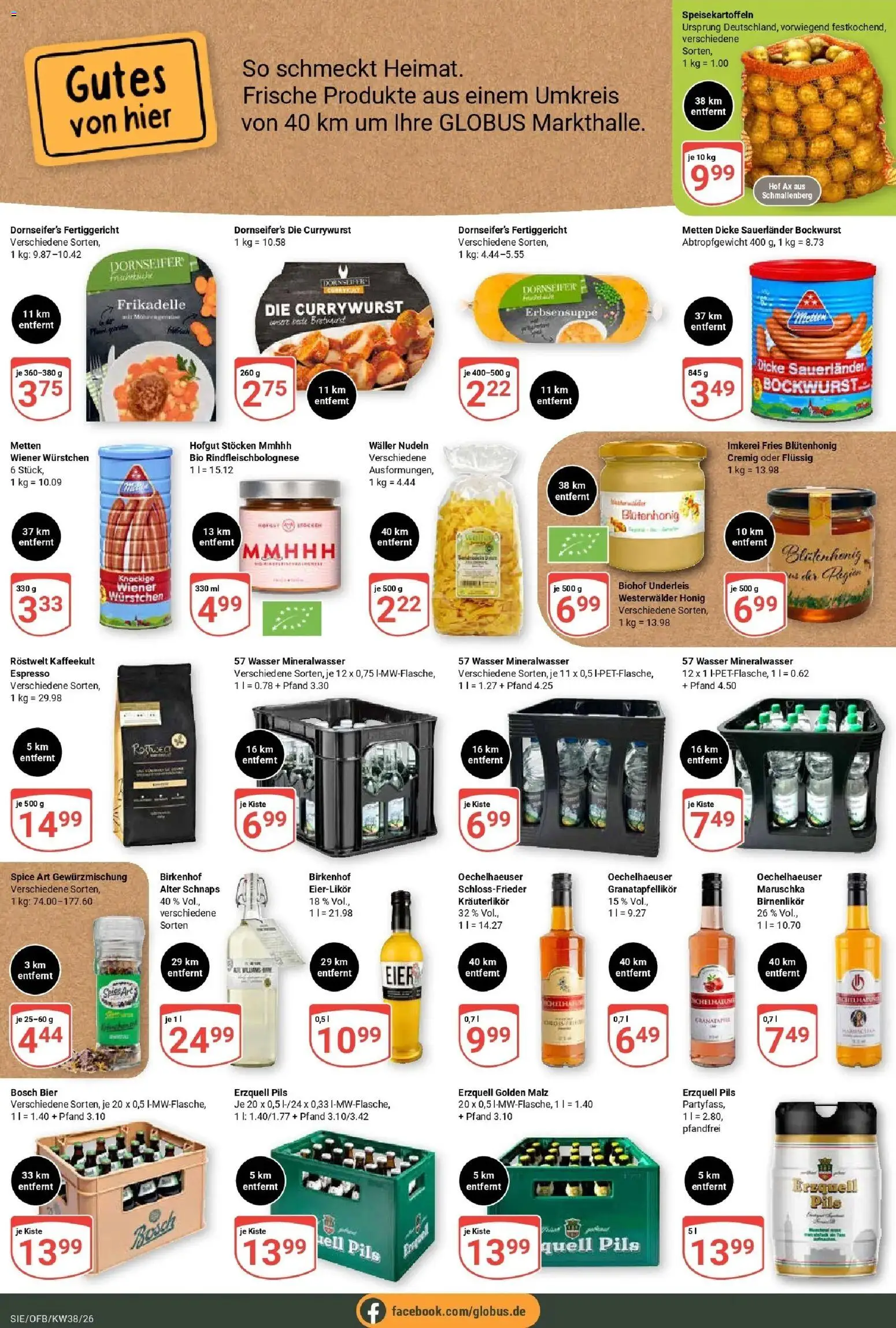 Globus Prospekt Siegen (ab 14.09.2026) » Angebote online | Seite: 18 | Produkte: Bockwurst, Bier, Mineralwasser, Wasser