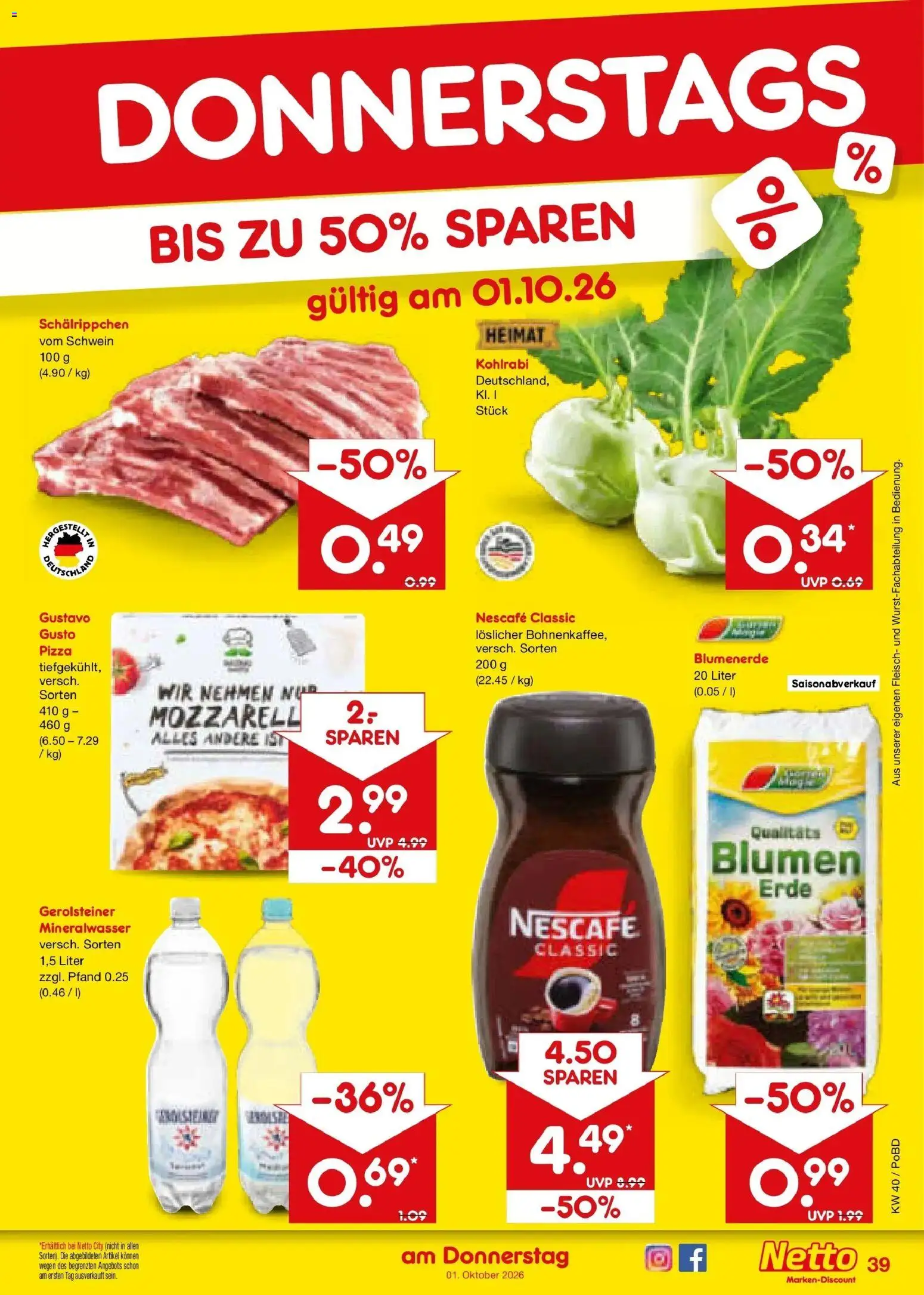Netto Marken-Discount Prospekt Selb – gültig ab 28.09.2026 | Seite: 61 | Produkte: Kohlrabi, Mineralwasser, Pizza, Gerolsteiner