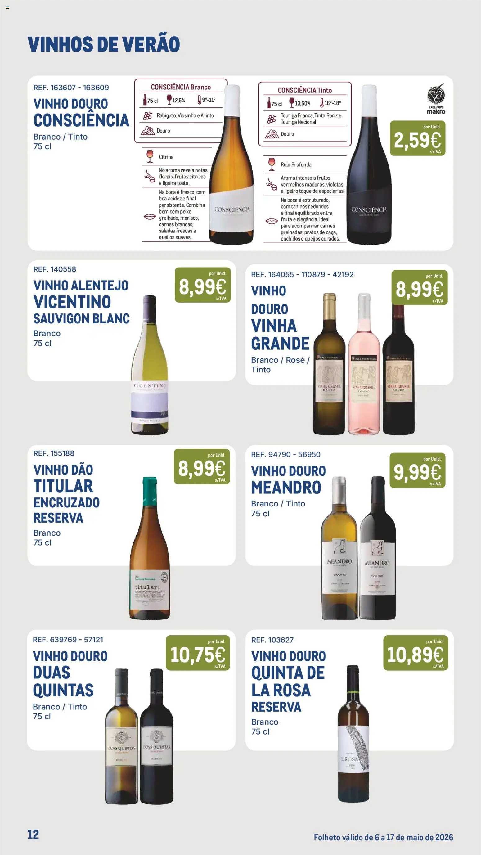 Makro - Especial Vinhos de Verão │ válido de 06.05.2026 | Página: 12 | Produtos: Pratos, Tinta, Saladas, Peixe