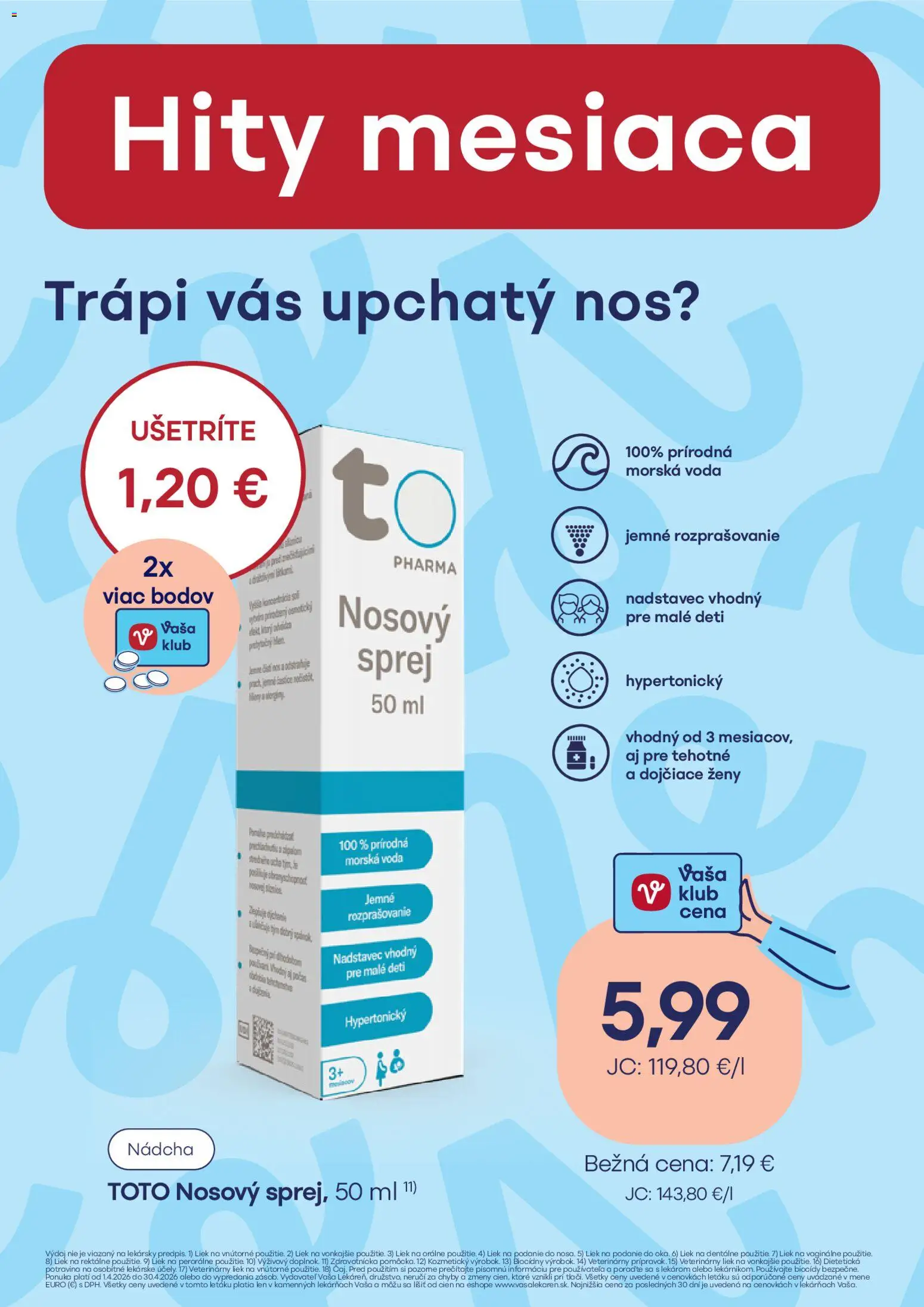 Nové Vaša lekáreň akcie – leták je platný od 01.04.2026 | Strana: 10 | Produkty: Voda