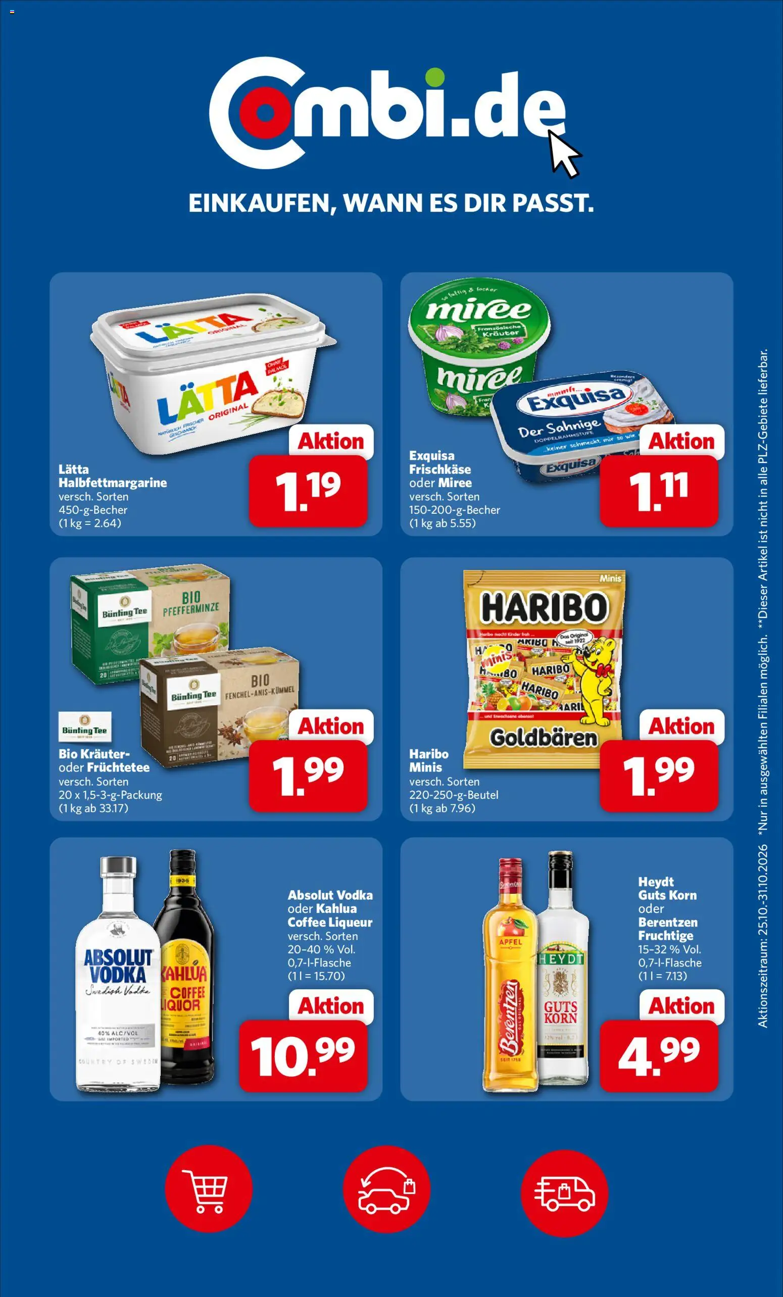 Combi Wochenknaller – gültig ab 25.10.2026 | Seite: 2 | Produkte: Haribo, Äpfel, Tee, Berentzen