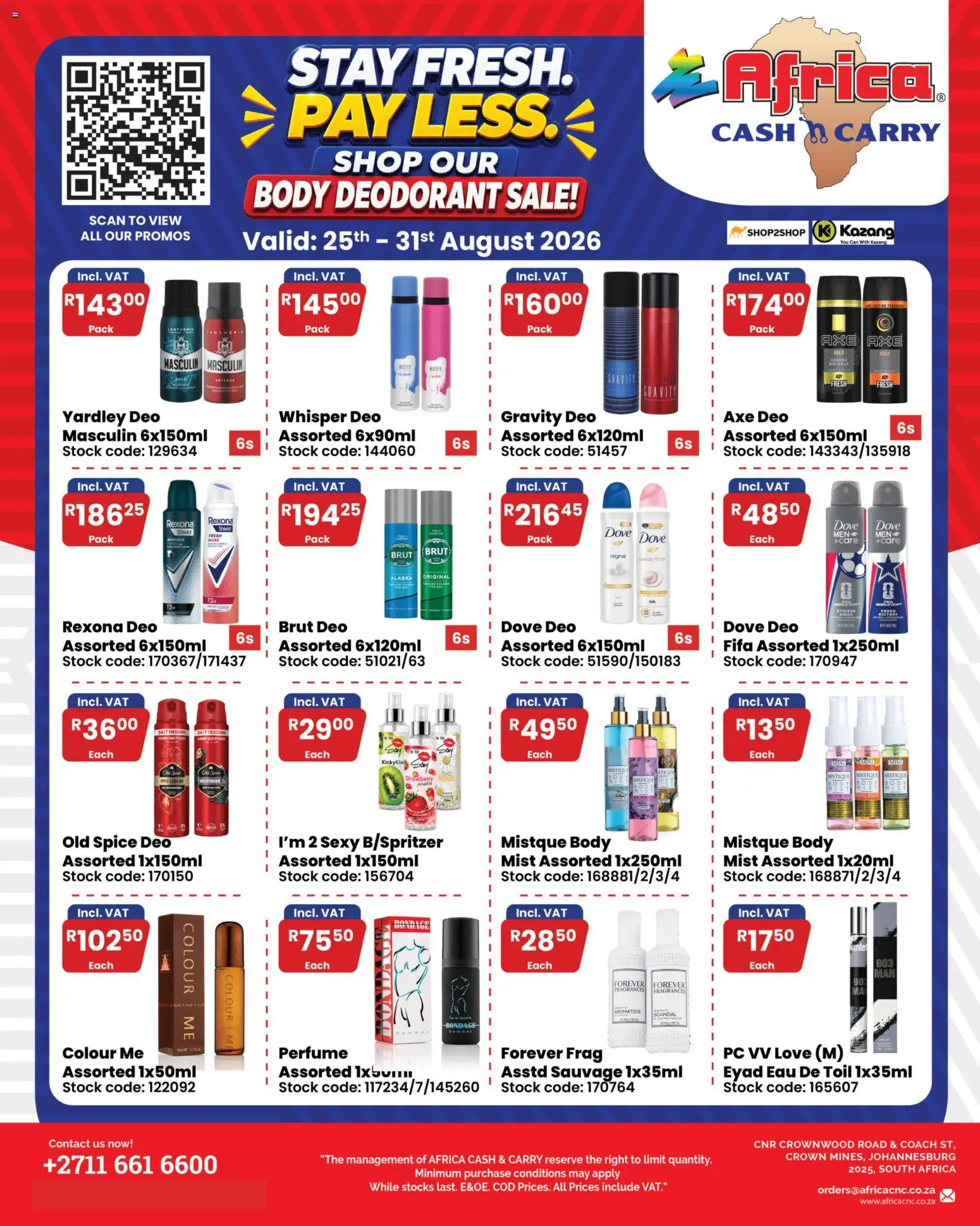 New Africa Cash & Carry catalogue – valid from 25/08/2026 | Page: 1 | Products: PC, Perfume, Fragrance, Stock