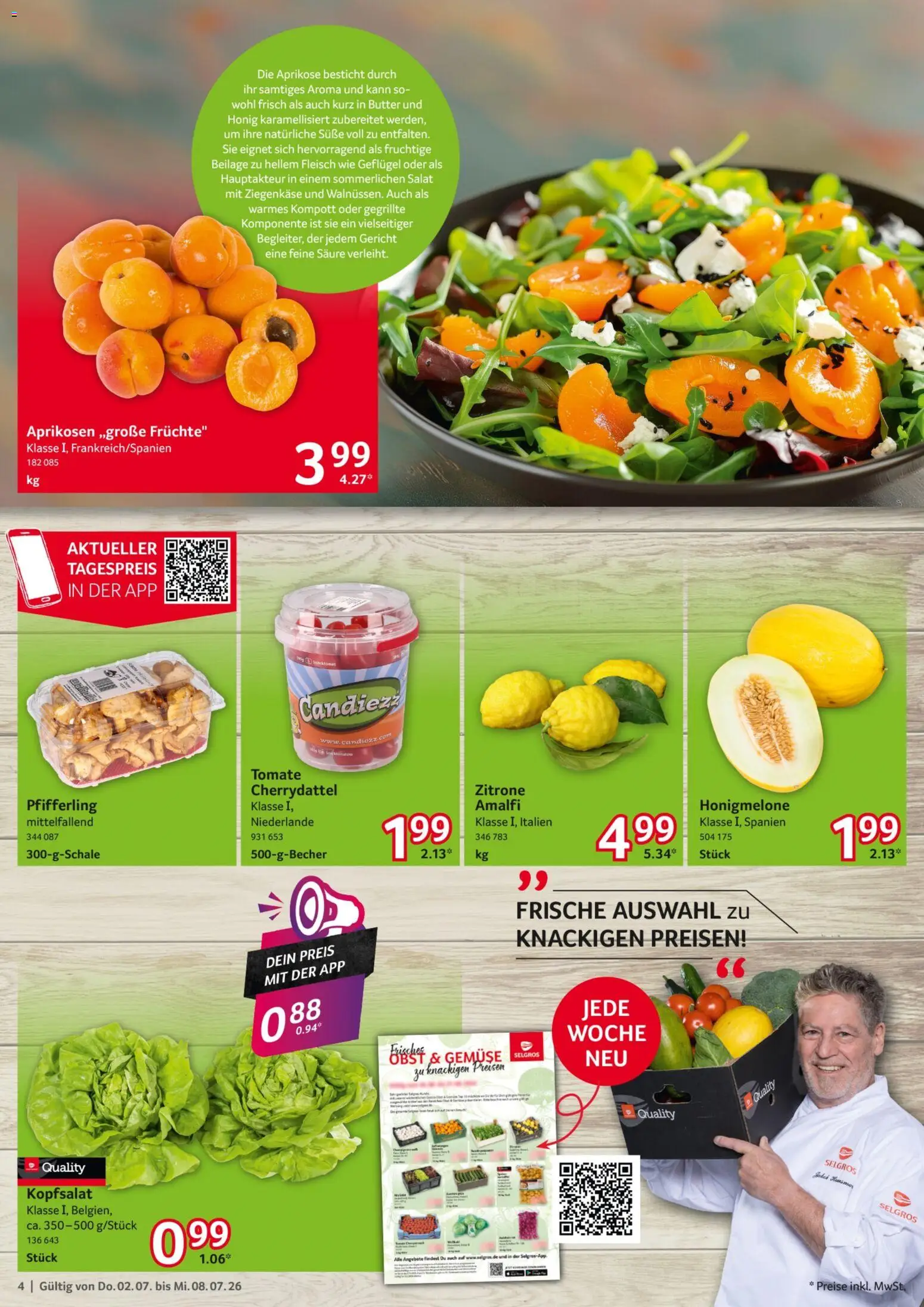 Selgros Prospekt – gültig ab 02.07.2026 | Seite: 4 | Produkte: Butter, Gemüse, Fleisch, Salat