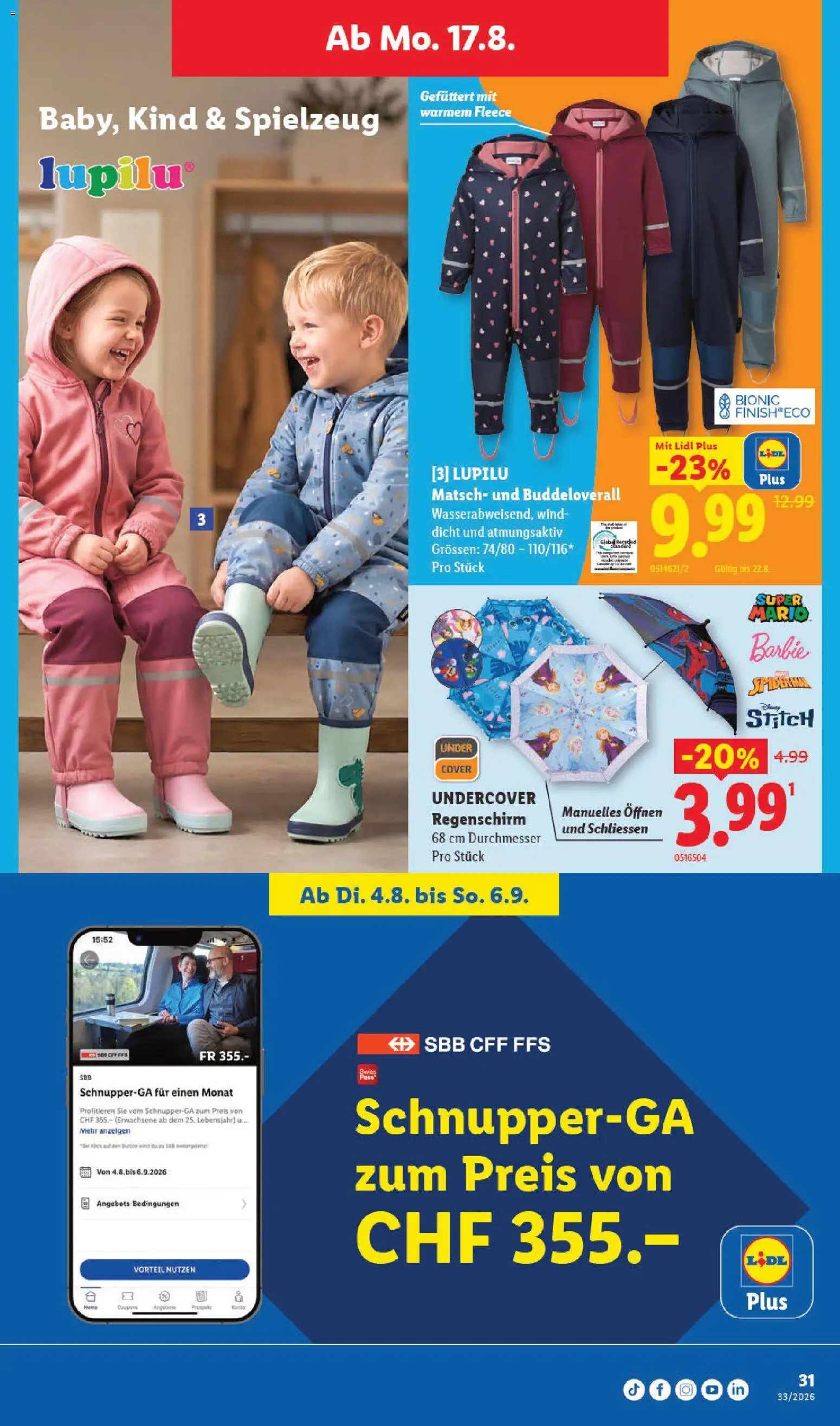 Lidl aktionen – gültig ab 13.08.2026 | Seite: 35 | Produkte: Overall, Regenschirm
