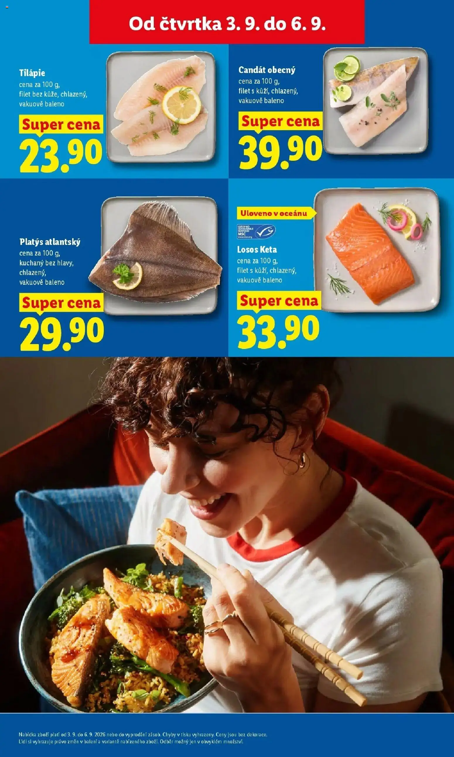 Lidl aktuální leták od 03.09.2026 | Strana: 17 | Produkty: Losos, Tilapie, Candát, Halibut