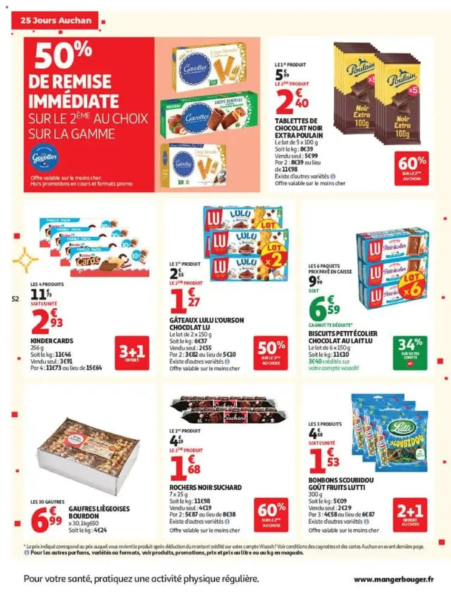 {H1} | Page: 52 | Produits: Kinder Cards, Fruits, Lait, Bonbons