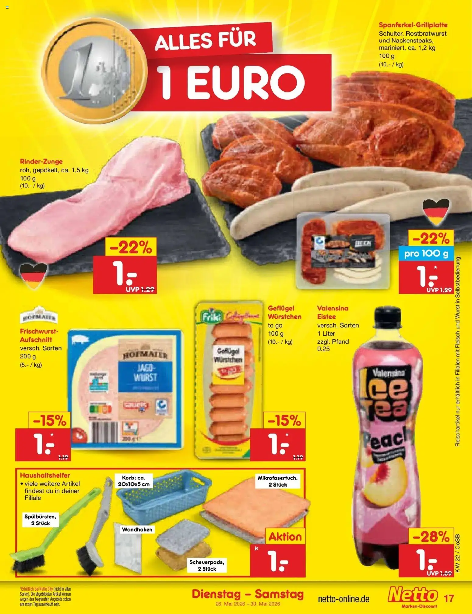 Netto Marken-Discount Prospekt Bitterfeld-Wolfen – gültig ab 26.05.2026 | Seite: 21 | Produkte: Korb, Valensina, Wurst, Fleisch