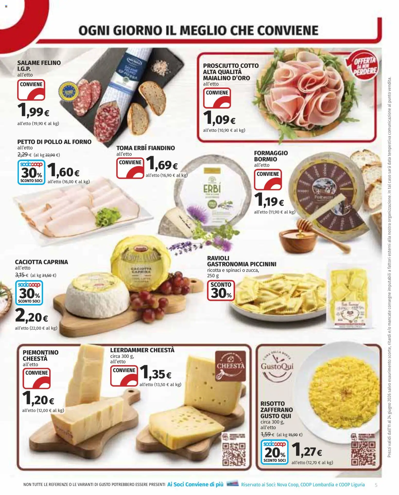 Volantino COOP del 11.06.2026 | Pagina: 5 | Prodotti: Prosciutto, Spinaci, Data, Ricotta