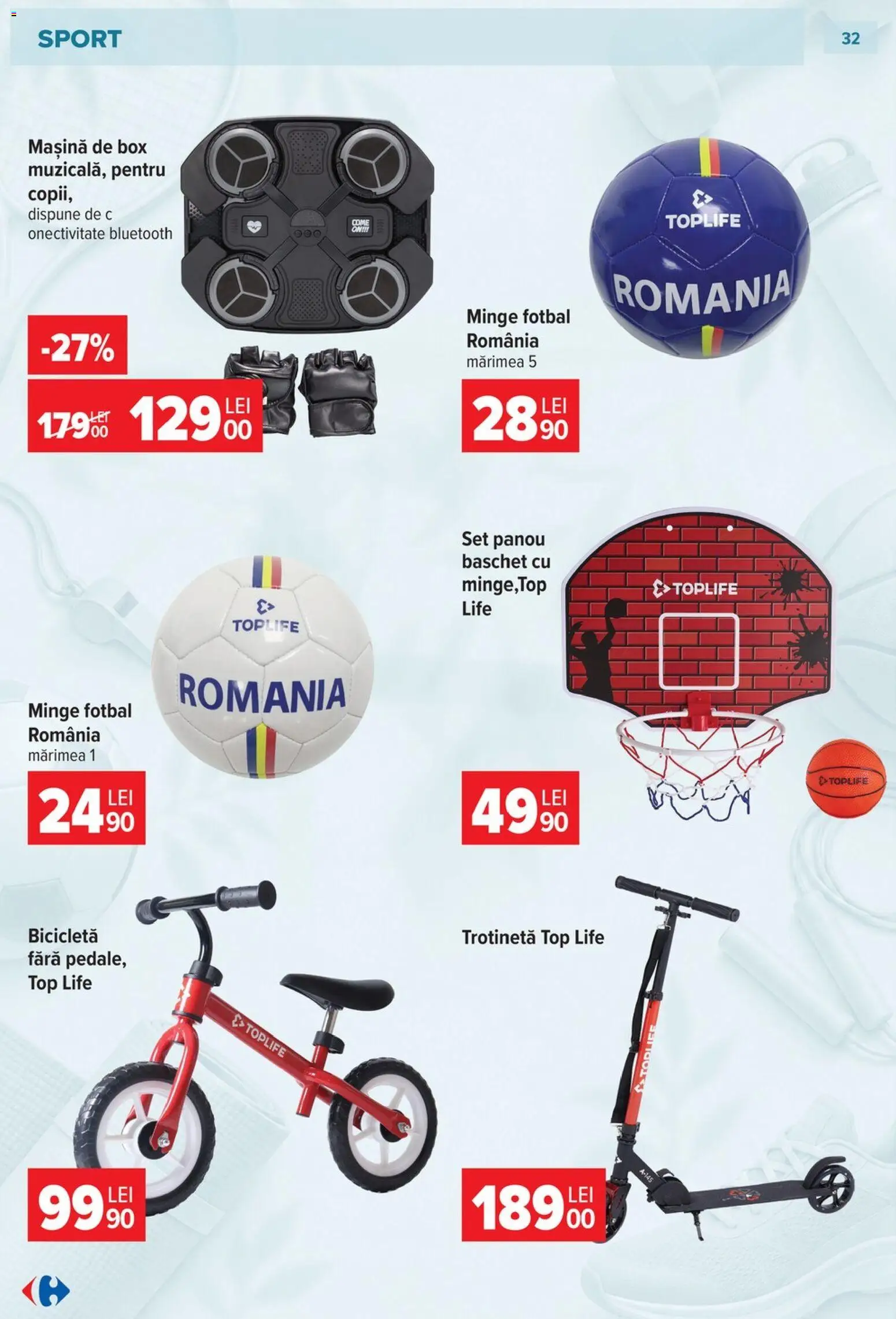 Noul catalog Carrefour – valabil de la 23.09.2026 | Pagină: 32 | Produse: Top, Trotinetă, Bicicletă, Sport