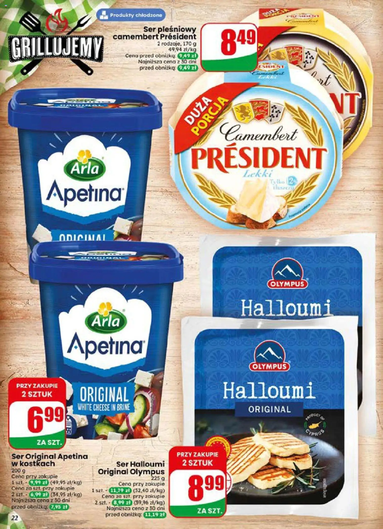 Dino gazetka od 15.07.2026 | Strona: 22 | Produkty: Halloumi, Ser pleśniowy, Camembert, Ser