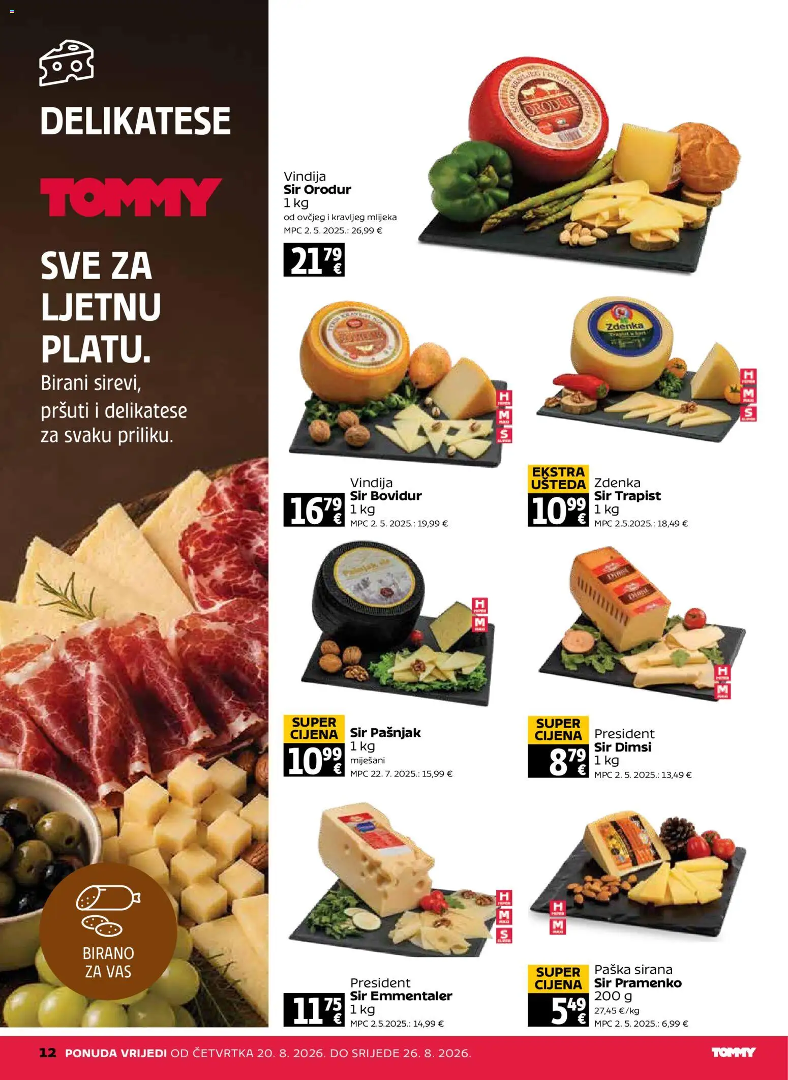 Tommy katalog | vrijedi od 20.08.2026 | Stranica: 12 | Proizvodi: Vindija, Sir, Trapist