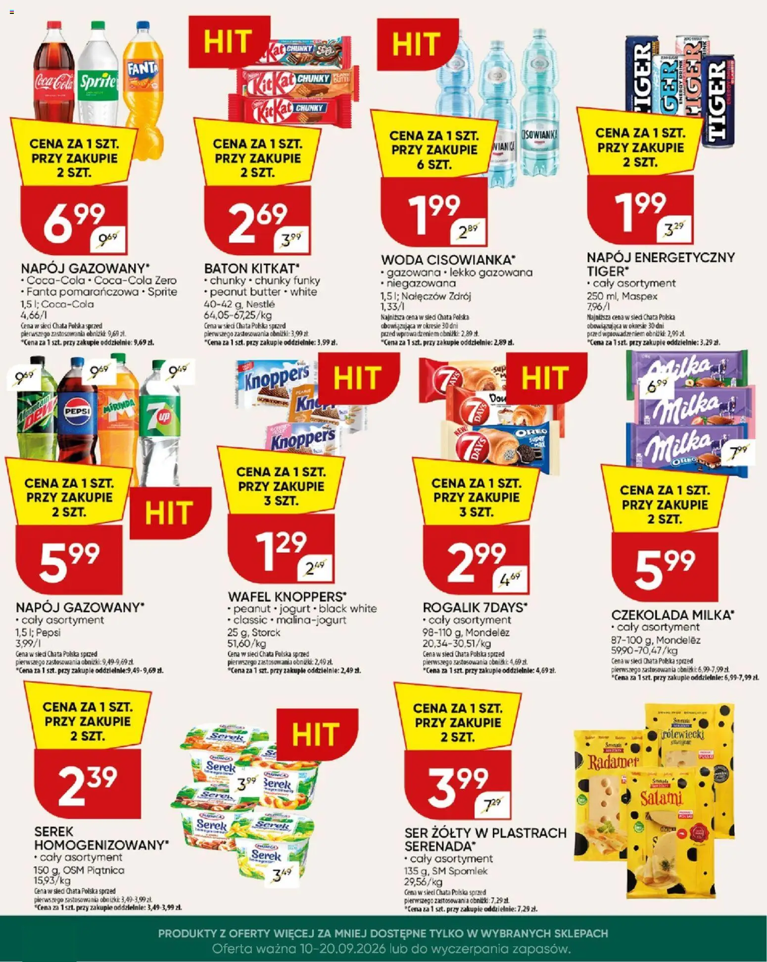 Chata Polska gazetka od 10.09.2026 | Strona: 23 | Produkty: Piątnica, Fanta, Pepsi mirinda, Woda