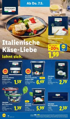 Náhled letáku Lidl Německo leták od 04.05.2026 | Strana: 54 | Produkty: Burrata, Gorgonzola, Mascarpone, Mozzarella