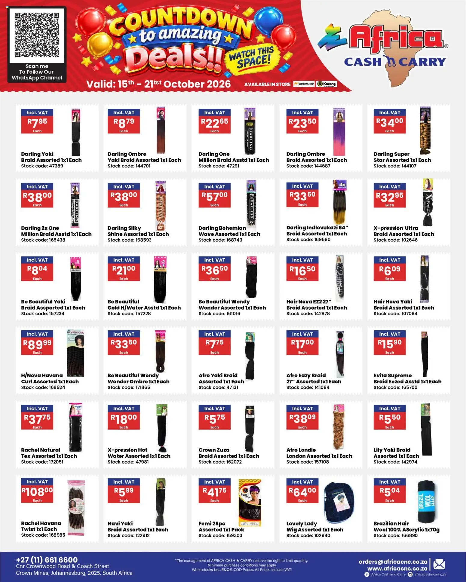 New Africa Cash & Carry catalogue – valid from 15/10/2026 | Page: 22 | Products: Watch, Havana, Stock, Water