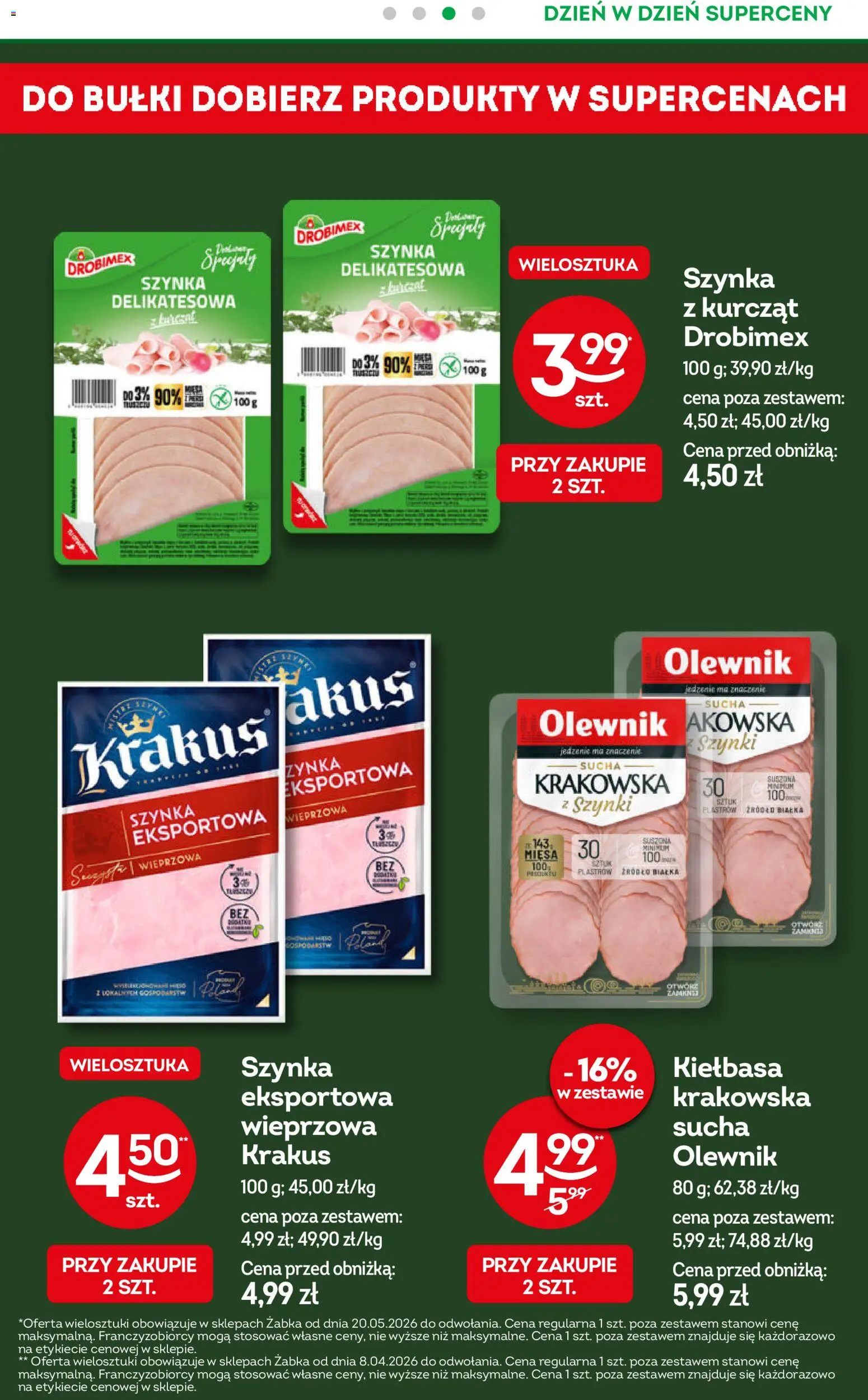 Żabka gazetka od 20.05.2026 | Strona: 24 | Produkty: Kiełbasa, Szynka wieprzowa, Szynka