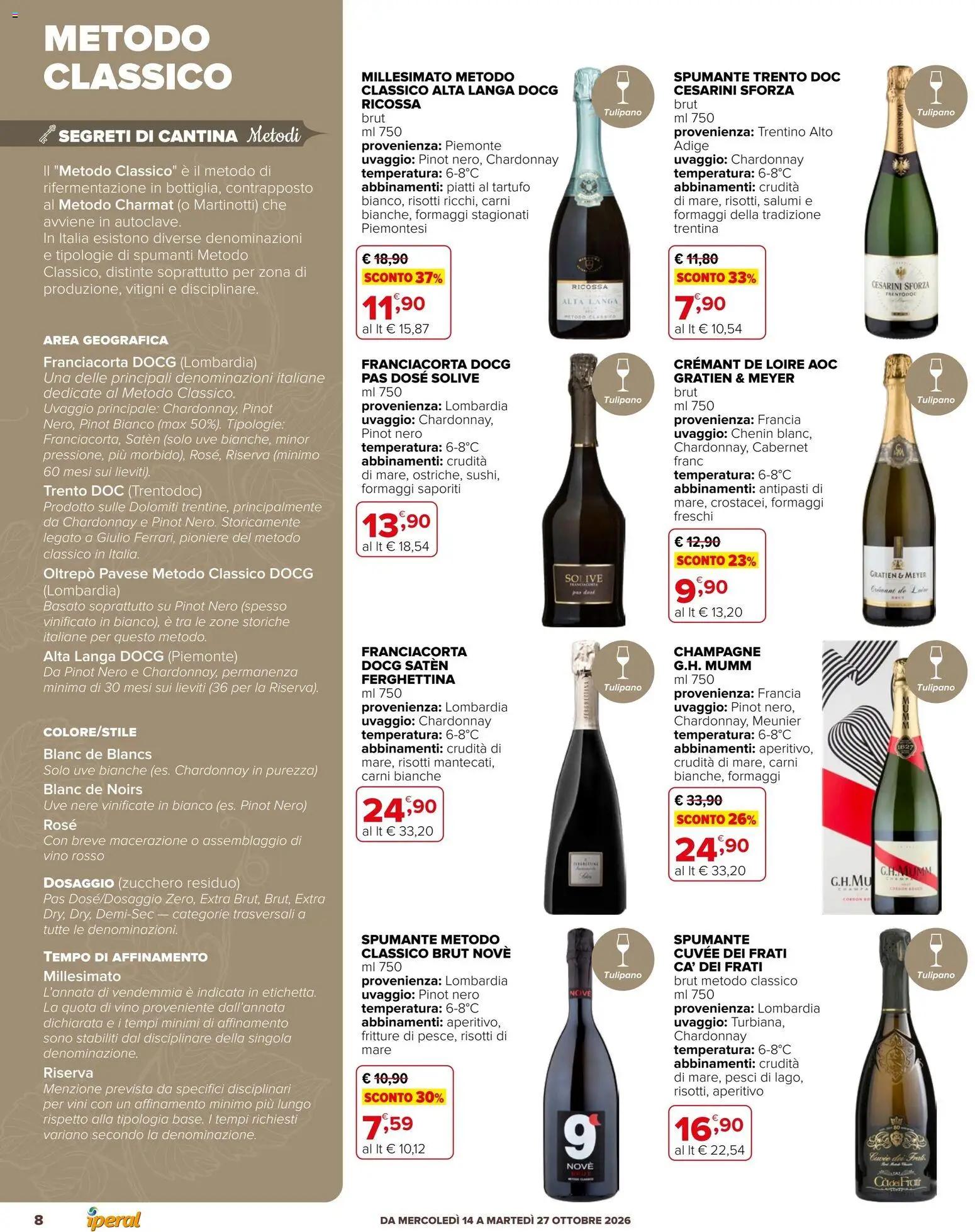Volantino Iperal del 14/10/2026 | Pagina: 8 | Prodotti: Piatti, Vino, Spumante, Vino rosso