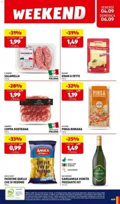Anteprima del volantino Aldi volantino valido a partire dal 31/08/2026 | Pagina: 23 | Prodotti: Salamella, Patatine, Carne, Bottiglia