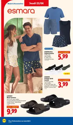 LIDL - Prévisualisation de ESMARA Men Pyjama homme, Du M au XXL, selon modèle - Ex. 100% coton L'ensemble au choix. valide à partir de 25/06/2026 | Page: 46 | Produits: Coton, Pyjama