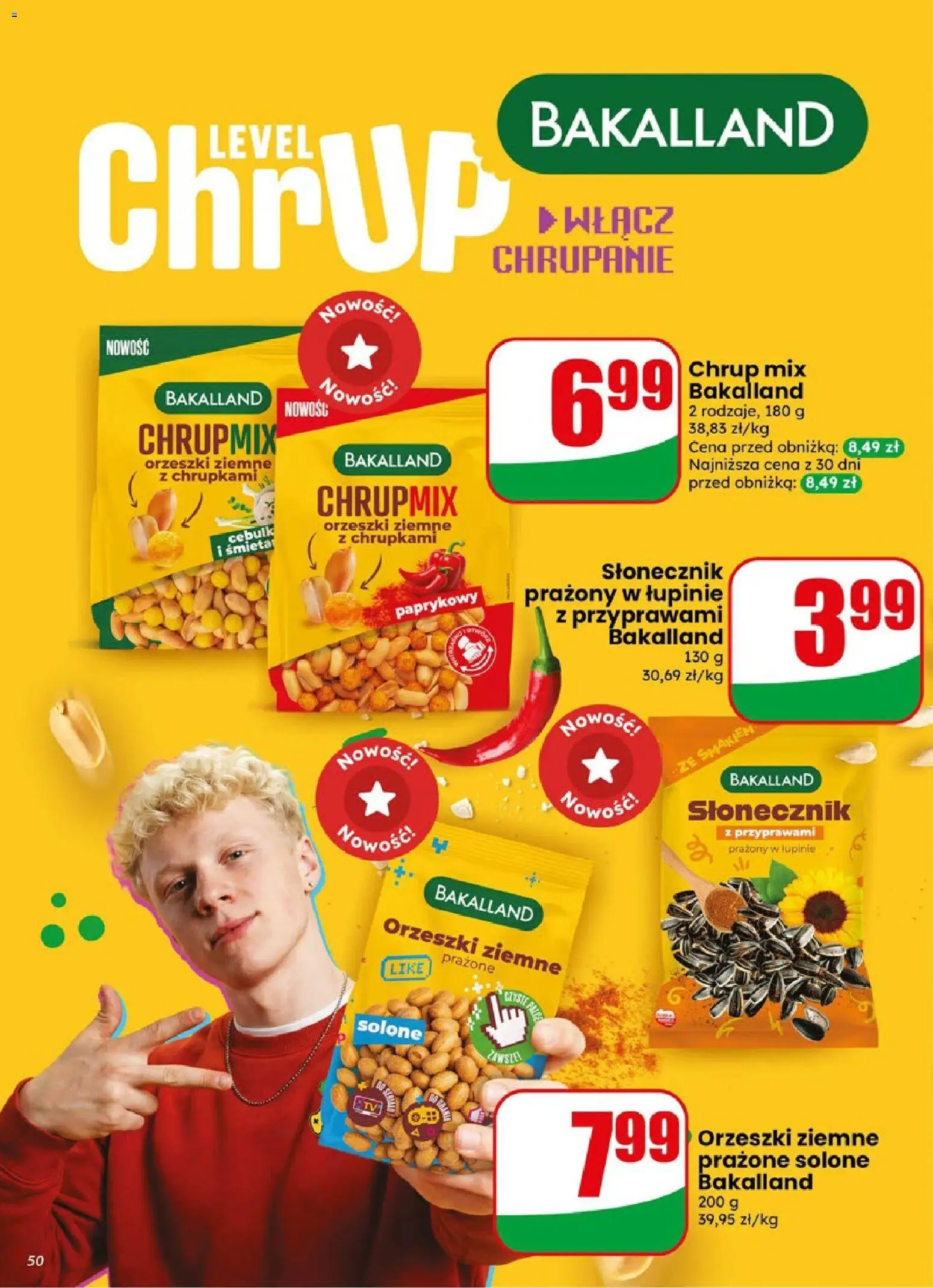 Dino gazetka od 19.08.2026 | Strona: 50 | Produkty: Orzeszki ziemne prażone, Słonecznik, Orzeszki ziemne, Słonecznik prażony