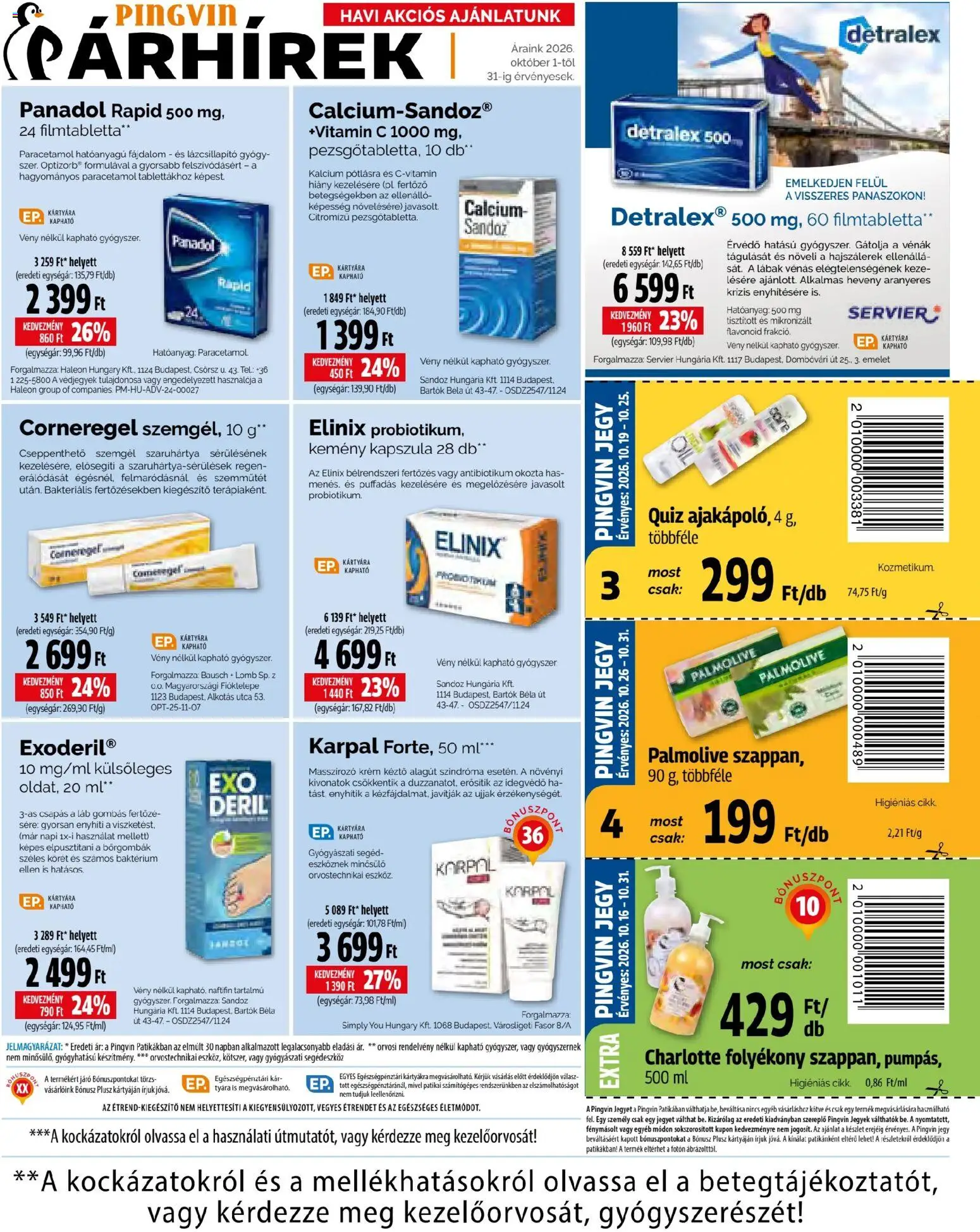 Pingvin Patika akciós ujság - amely érvényes a következő dátumtól: 2026.10.01. | Oldal: 5 | Termékek: Kapszula, Vitamin, Krém, Láb