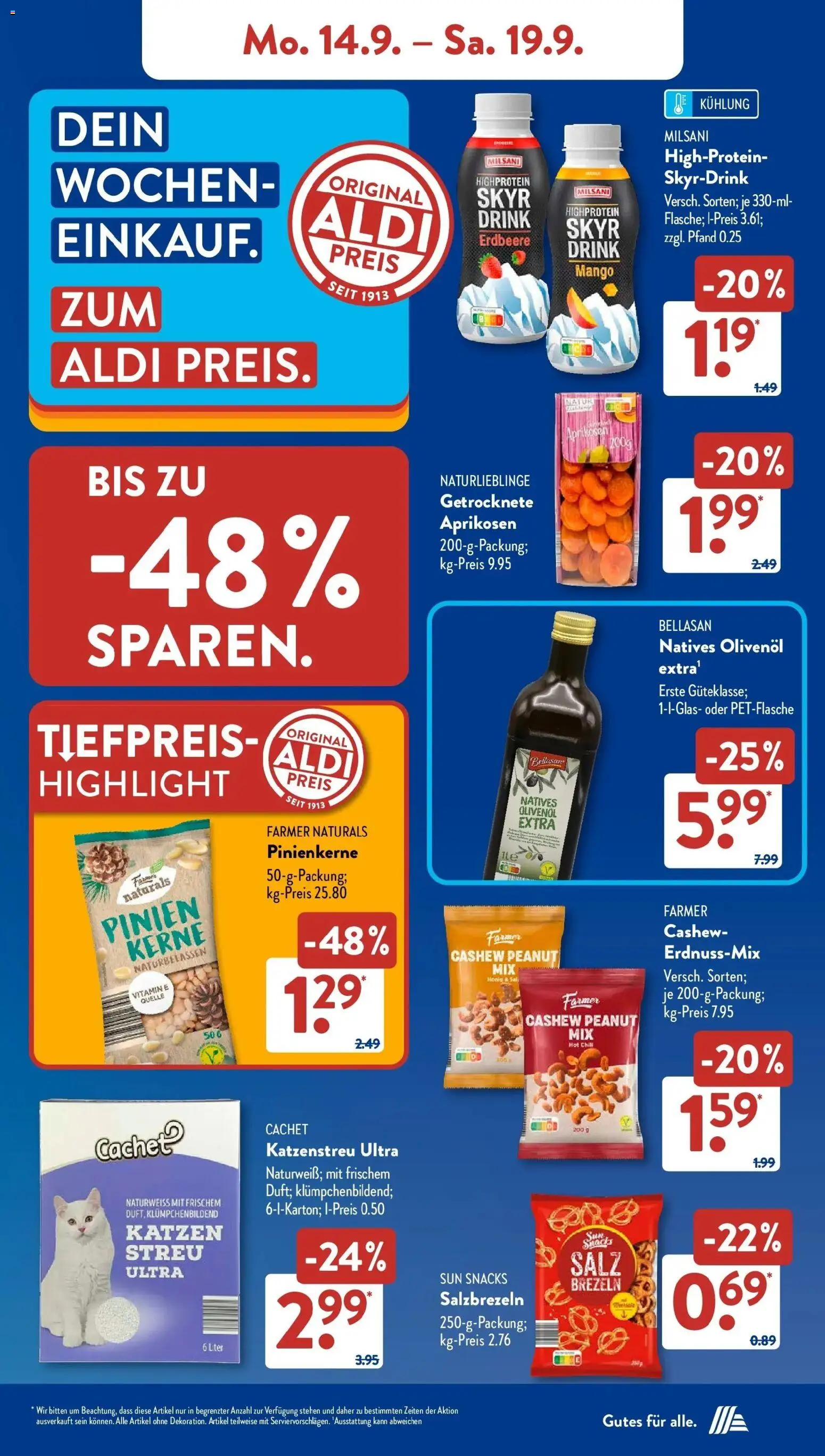 Aldi Süd Aktueller Prospekt (ab 14.09.2026) zum Blättern | Seite: 6 | Produkte: Olivenol, Cashew, Salz, Mango