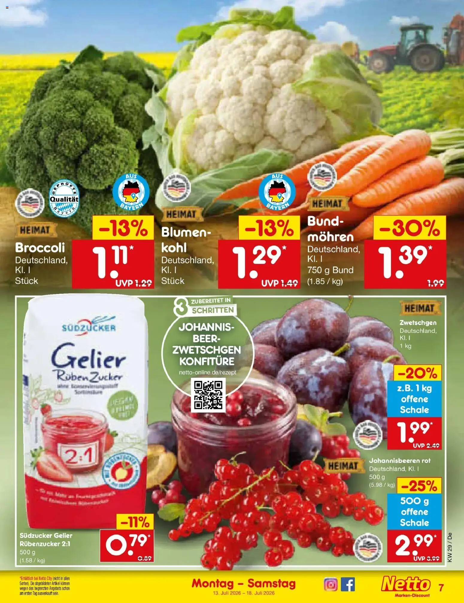 Netto Marken-Discount Prospekt Buttenwiesen – gültig ab 13.07.2026 | Seite: 7 | Produkte: Blumen, Zwetschgen, Mohren, Zucker