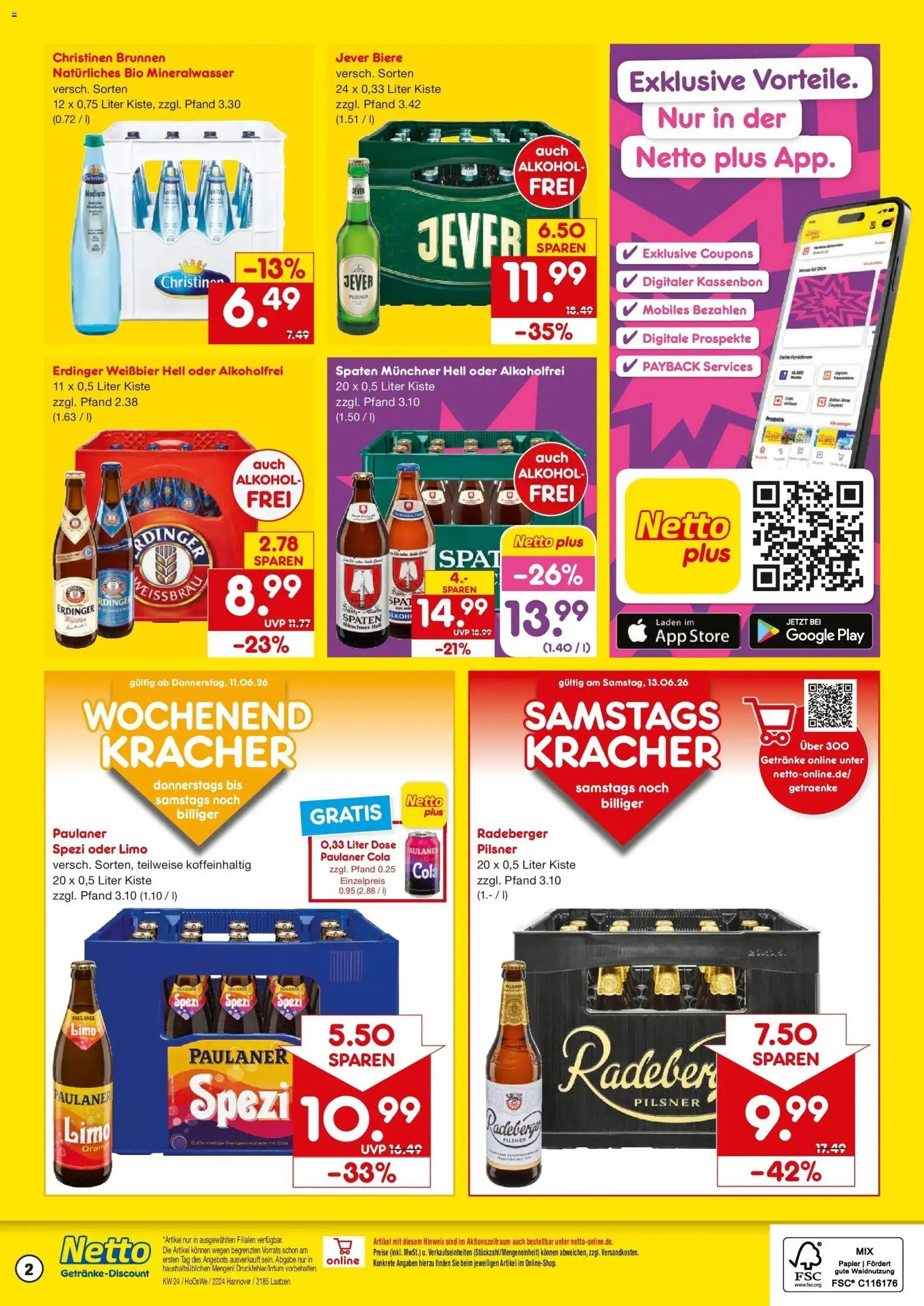 Netto Marken-Discount Prospekt Hannover – gültig ab 08.06.2026 | Seite: 2 | Produkte: Erdinger, Weißbier, Jever, Paulaner