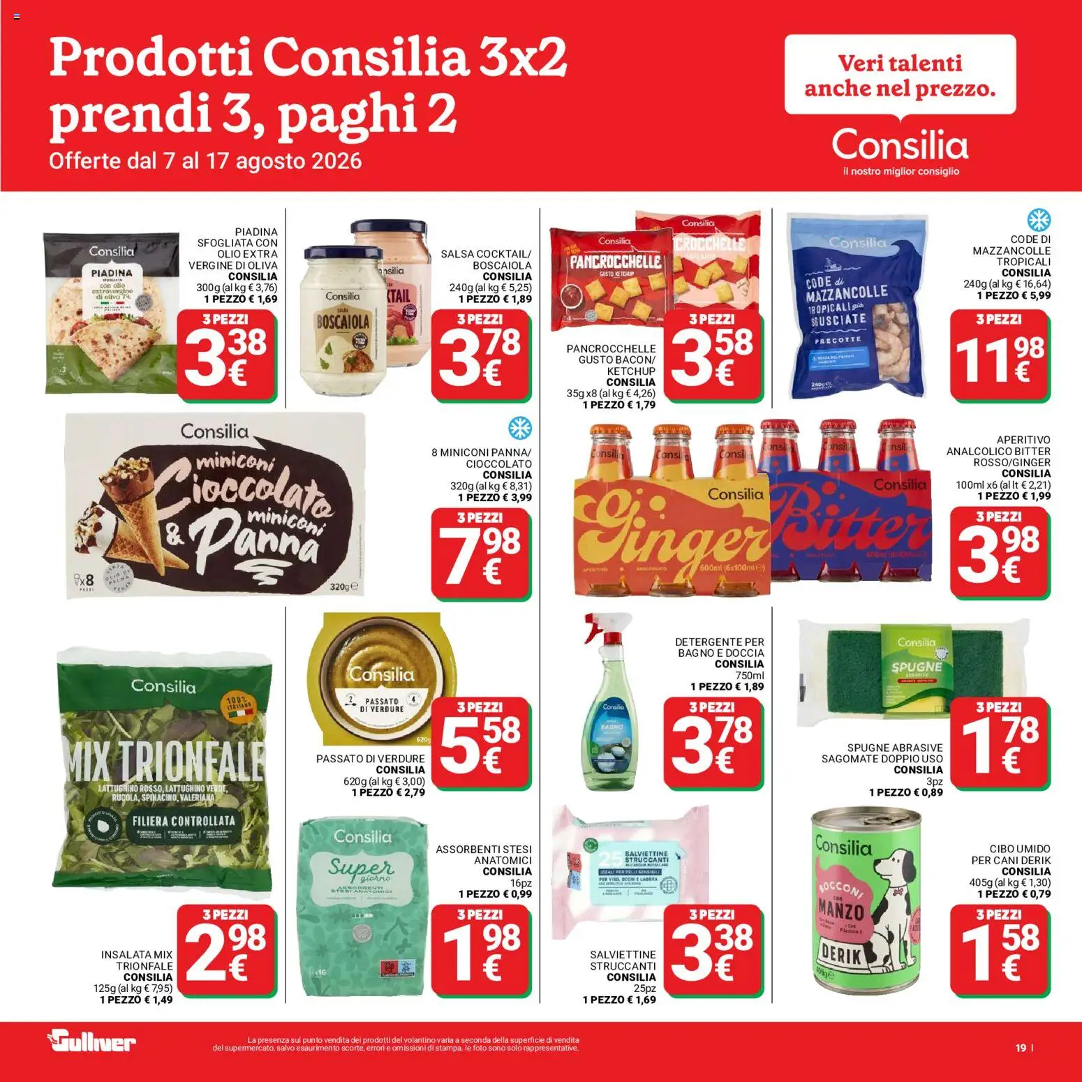 Volantino Gulliver del 07/08/2026 | Pagina: 19 | Prodotti: Detergente, Panna, Insalata, Aperitivo