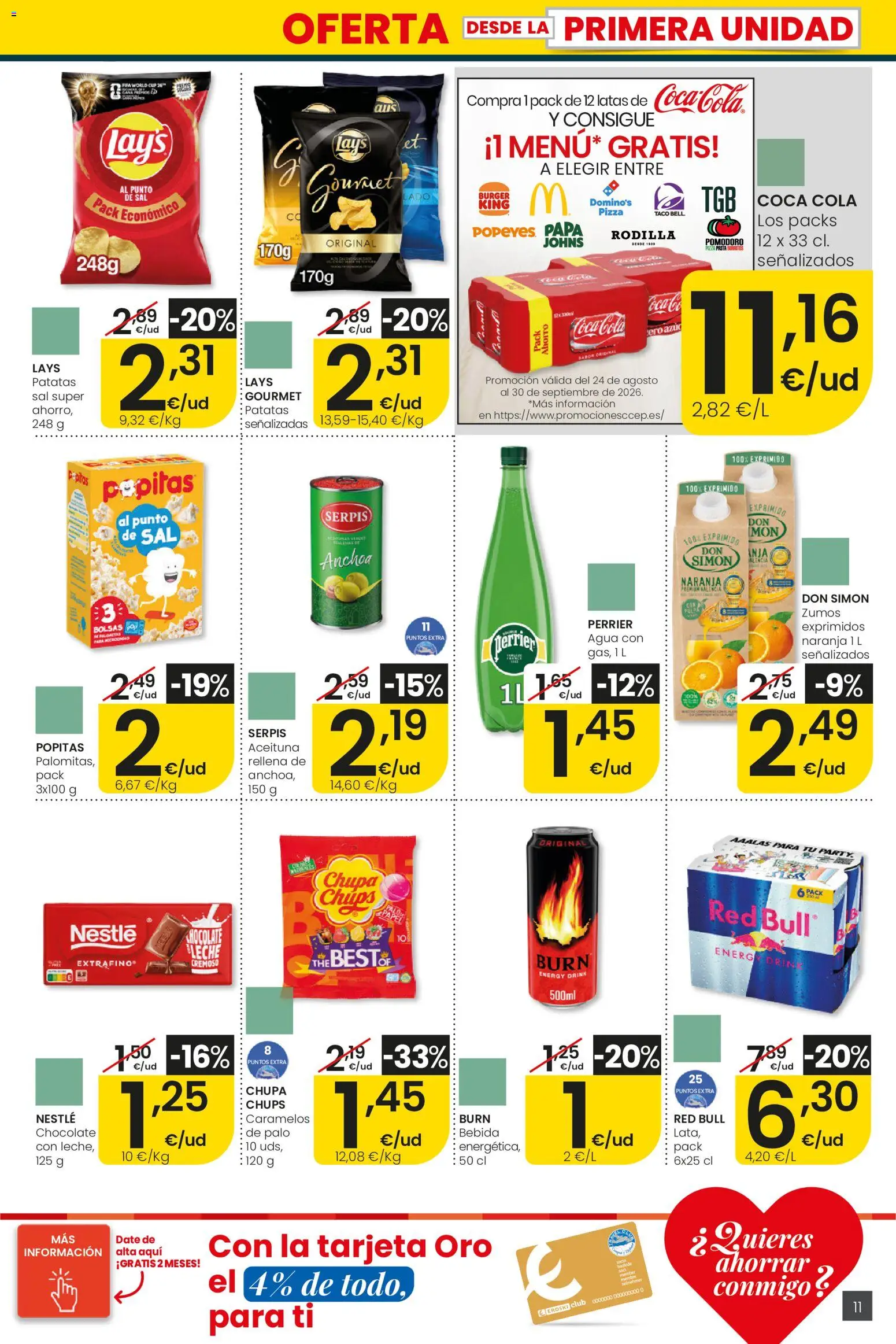 Eroski folleto │ válido desde el 27/08/2026 | Página: 11 | Productos: Palomitas, Chocolate, Anchoa, Sal
