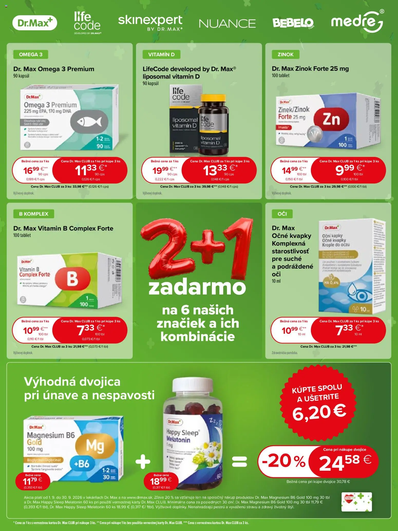Nové Dr. Max akcie – leták je platný od 01.09.2026 | Strana: 11 | Produkty: Omega 3, Omega