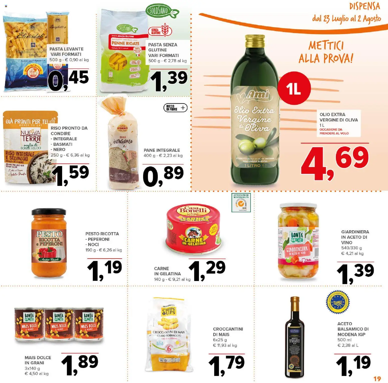 Volantino Todis del 23/07/2026 | Pagina: 19 | Prodotti: Pasta senza glutine, Pasta, Pesto, Ricotta