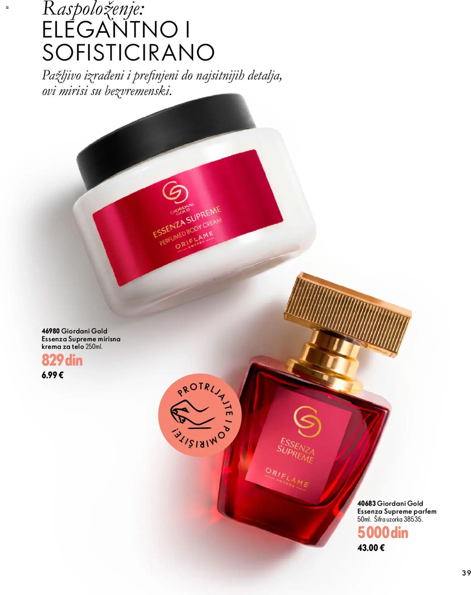 Oriflame katalog - važi od 18.11.2026 | Strana: 39 | Proizvode: Parfem, Krema, Krema za telo