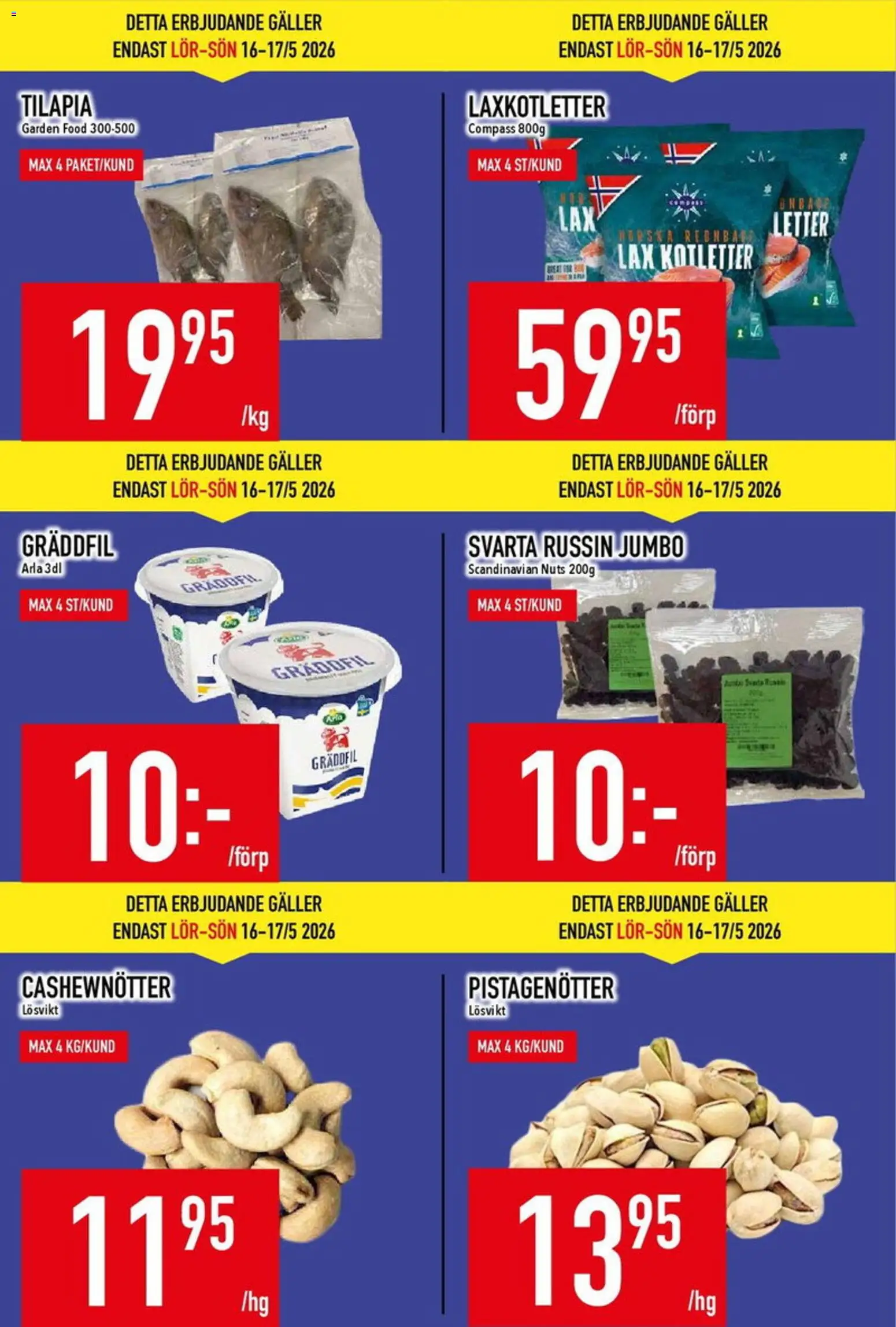 Matdax reklamblad aktuell från 11.05.2026 | Sida: 5 | Produkter: Galler, Cashewnötter, Lax, Gräddfil