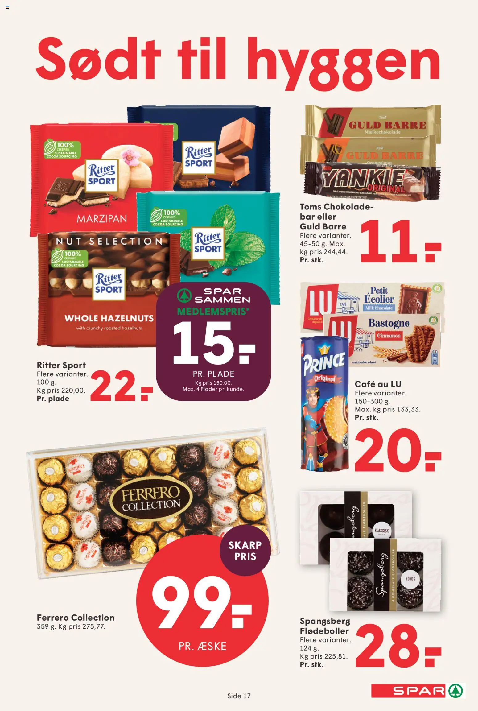Spar tilbudsavis – gyldig fra 16/10/2026 | Side: 17 | Produkter: Chokolade, Flødeboller, Raffaello